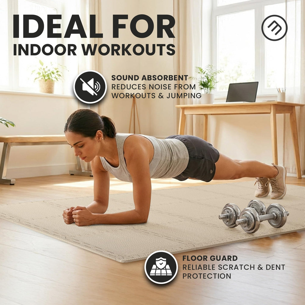 Gym Mats Set - 18 pcs EVA Interlocking Foam Floor Tiles  Protective Gym Flooring