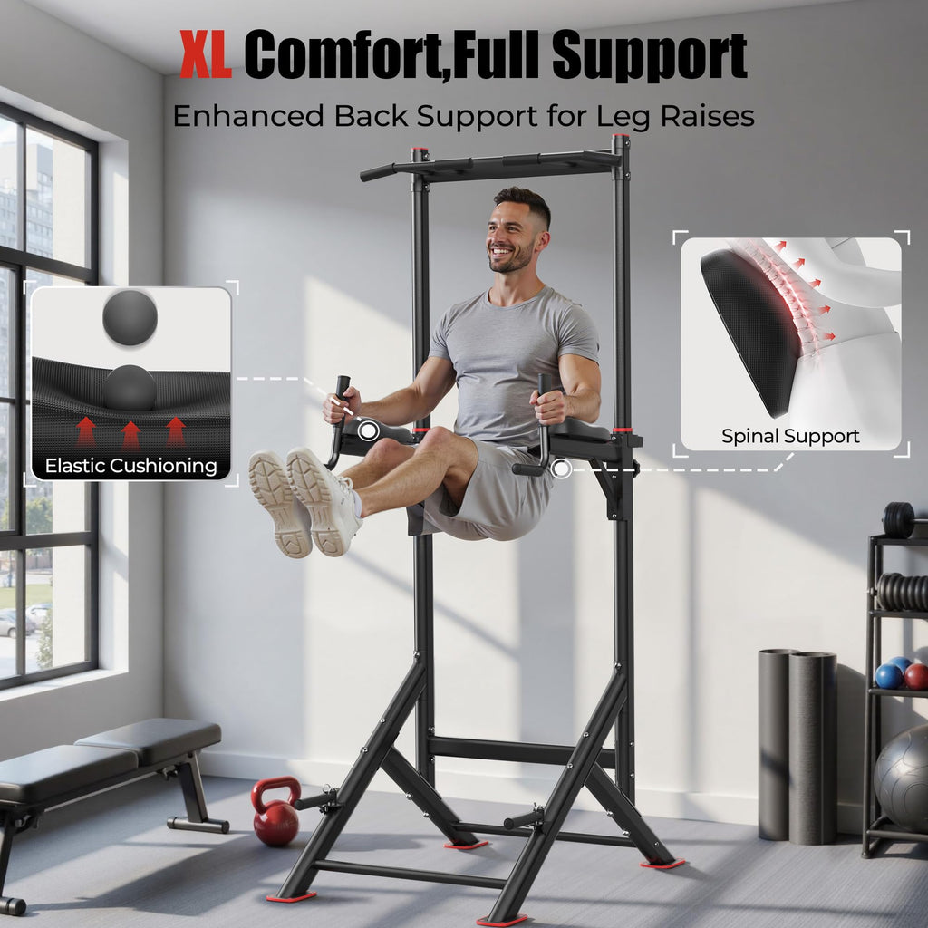 Pull Up Bar Station, 450LBS Stable Pull Up Dip Station for Home Gym Strength Training Equipment | FED Fitness