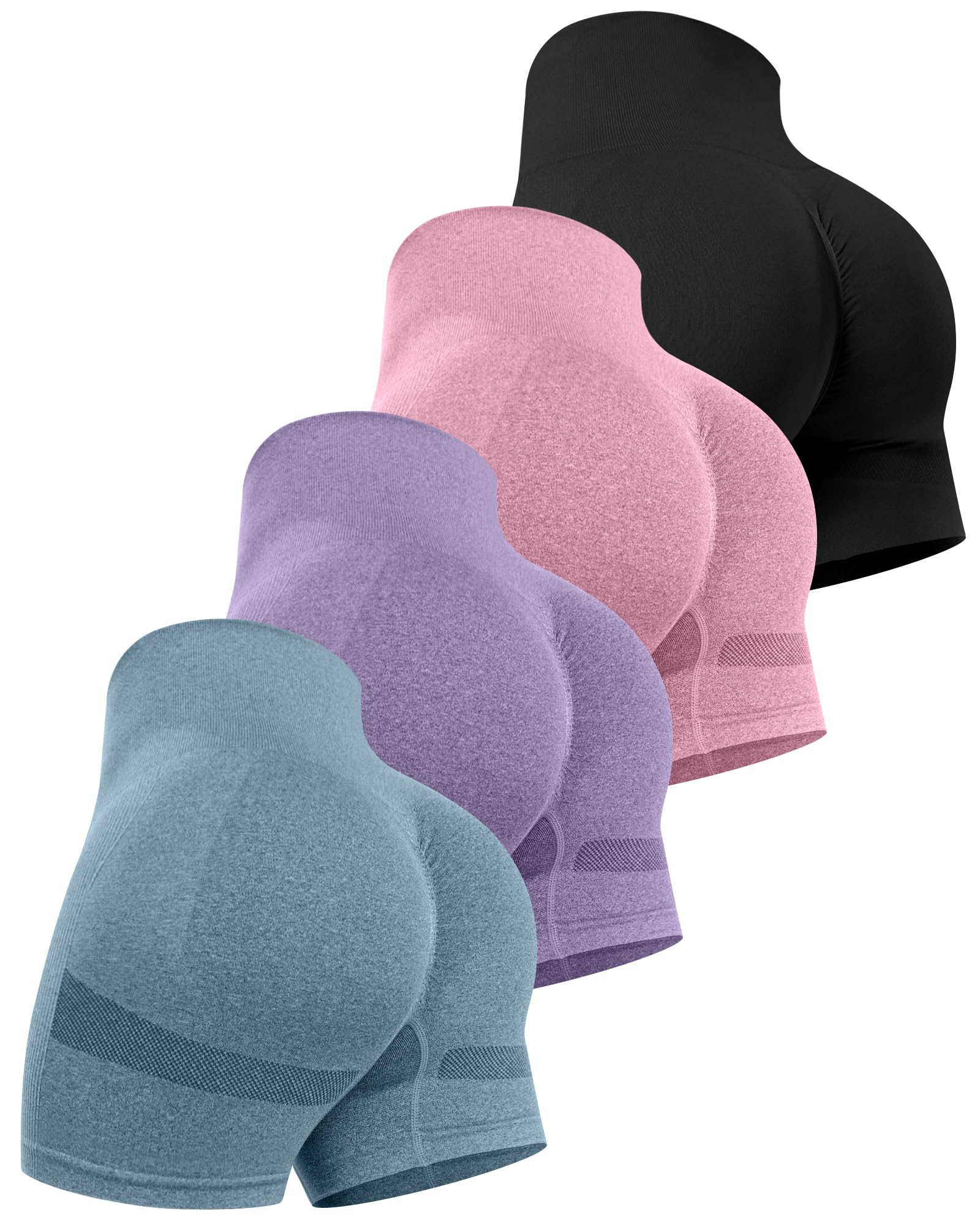 Workout Shorts Sets for Women, High Waisted Gym Butt Lifting Scrunch Butt Seamless Shorts
