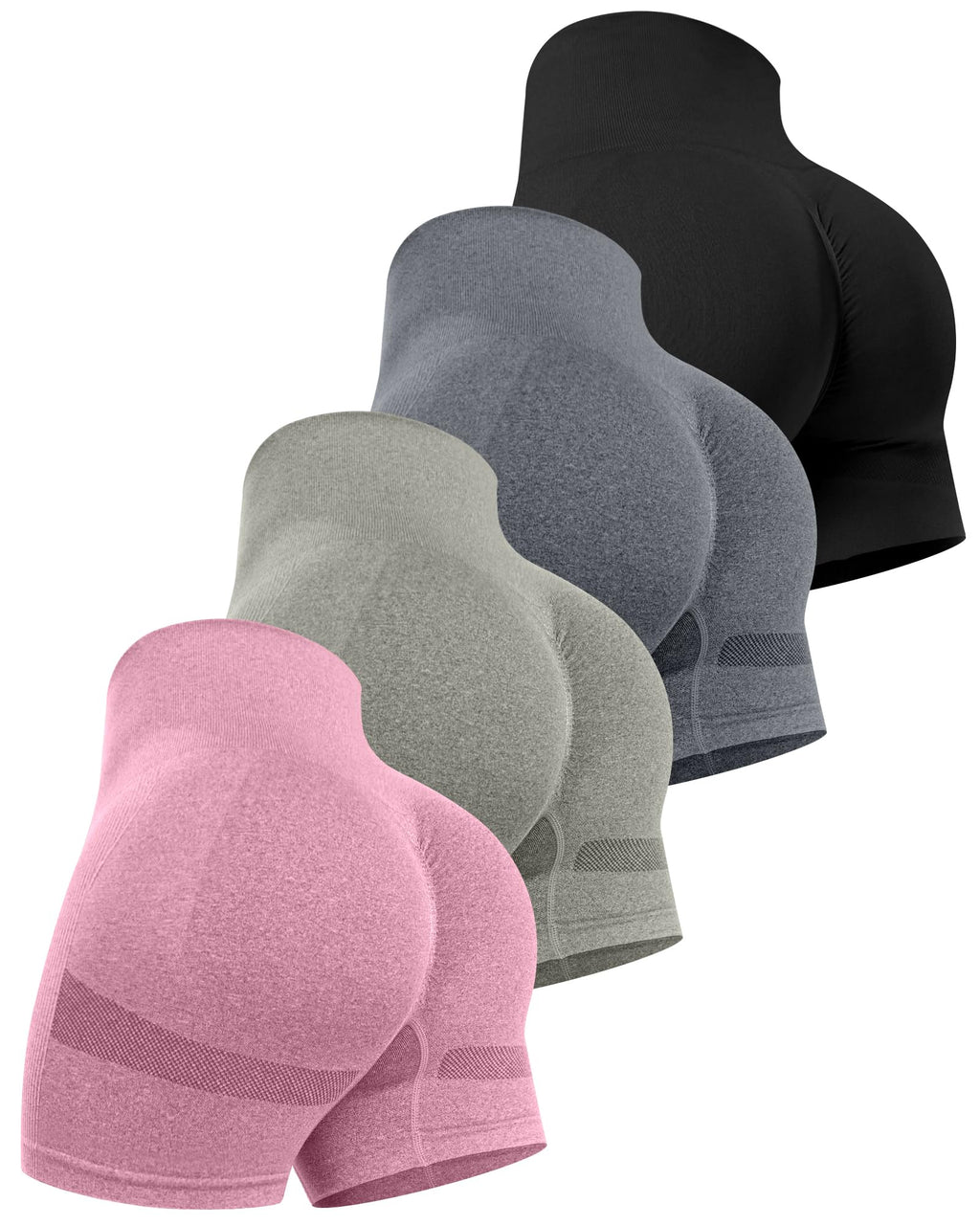 Workout Shorts Sets for Women, High Waisted Gym Butt Lifting Scrunch Butt Seamless Shorts