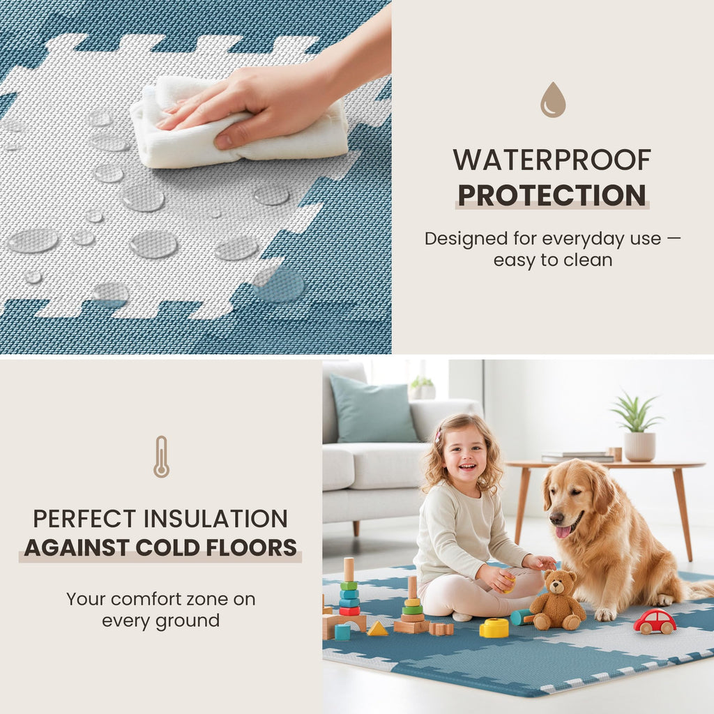 Gym Mats Set - 18 pcs EVA Interlocking Foam Floor Tiles  Protective Gym Flooring
