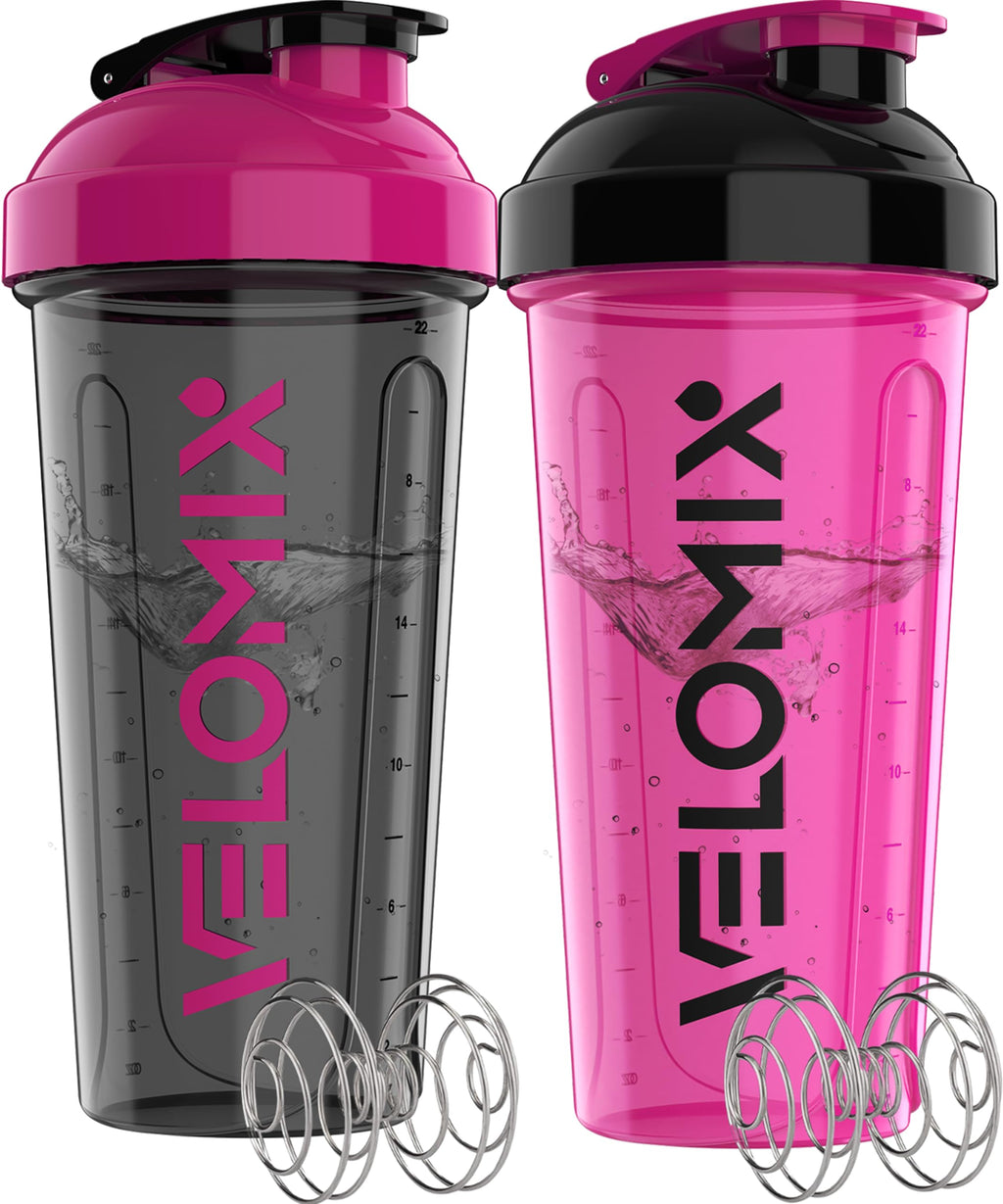 2 Pack- 28 oz Protein Shaker Bottles for Protein Mixes - 2x Wire Whisk | Leak Proof Shaker Cups for Protein Shakes