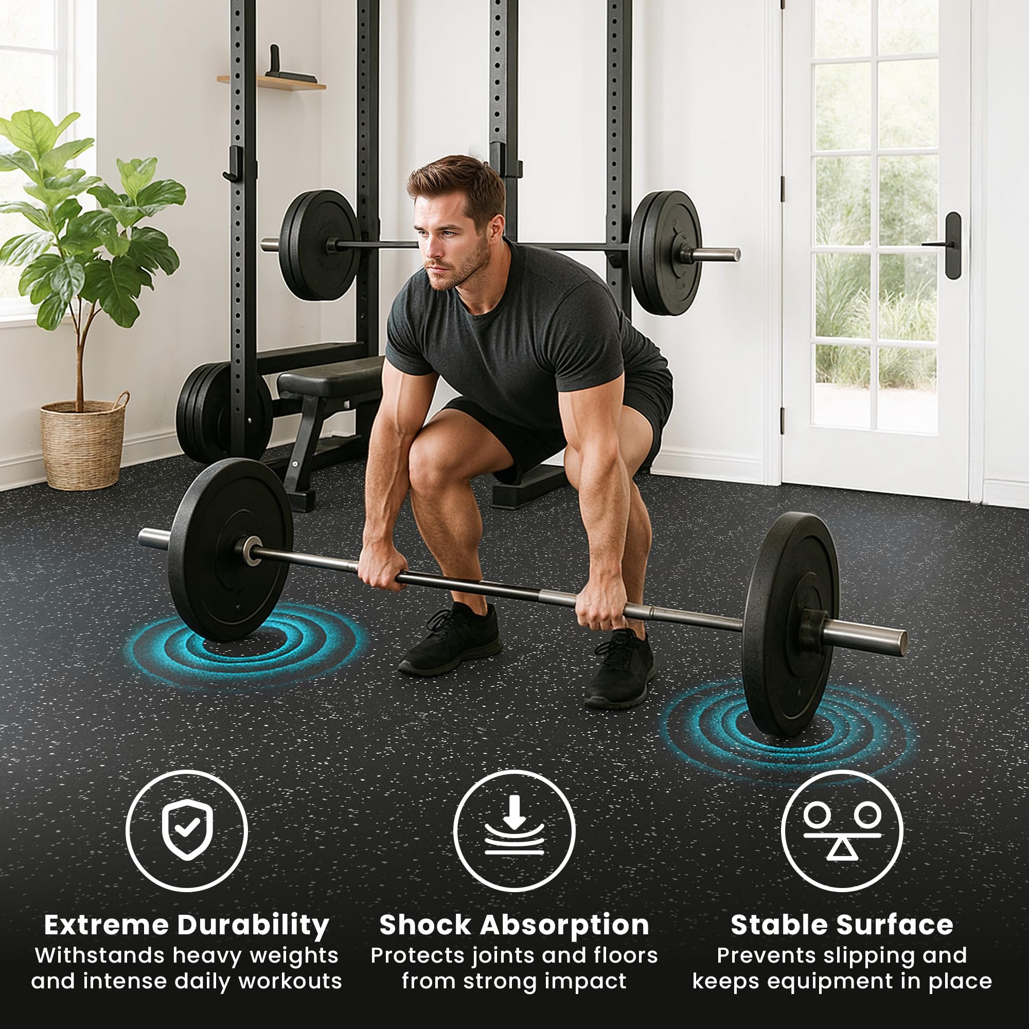 Gym Mats Set - 18 pcs EVA Interlocking Foam Floor Tiles  Protective Gym Flooring