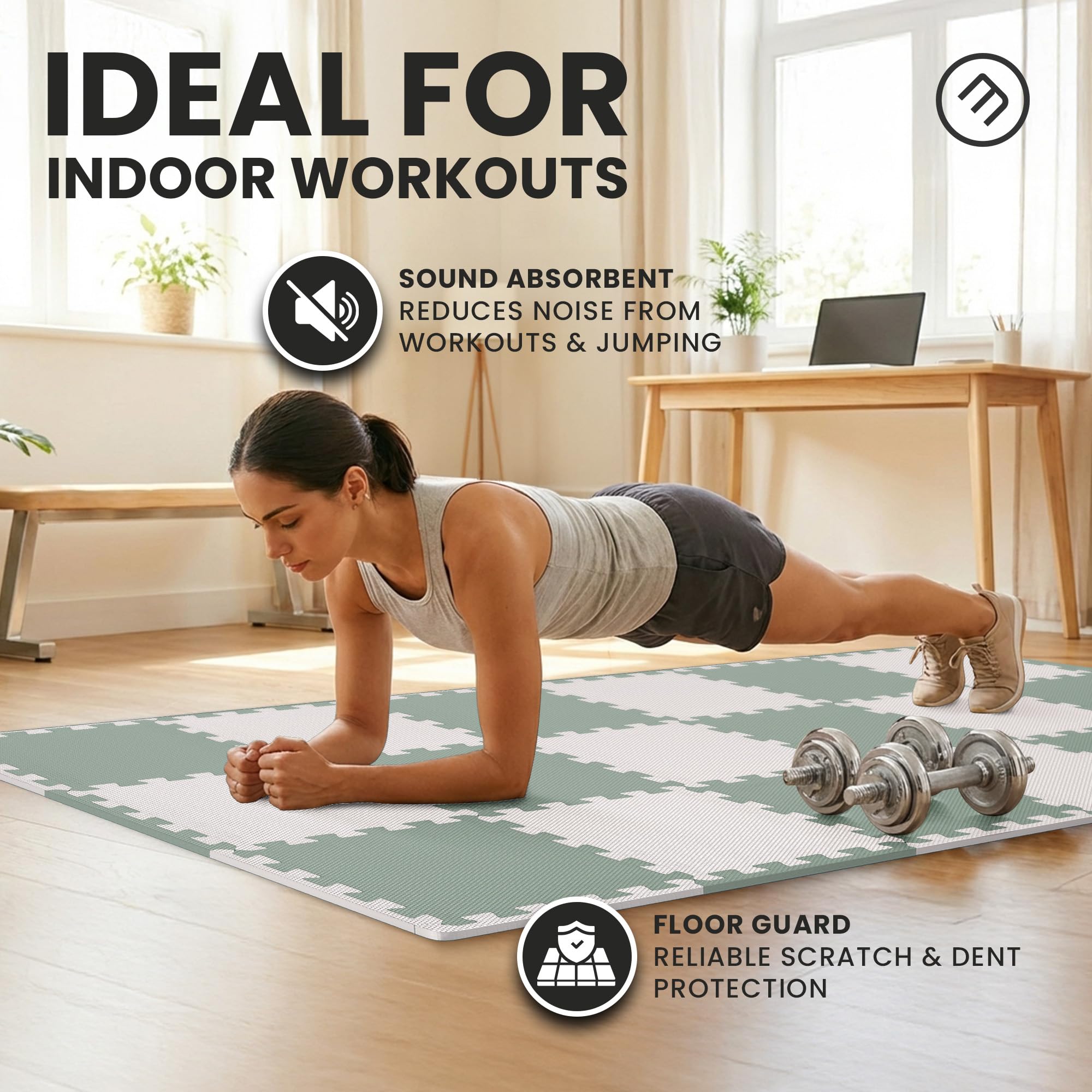 Gym Mats Set - 18 pcs EVA Interlocking Foam Floor Tiles  Protective Gym Flooring