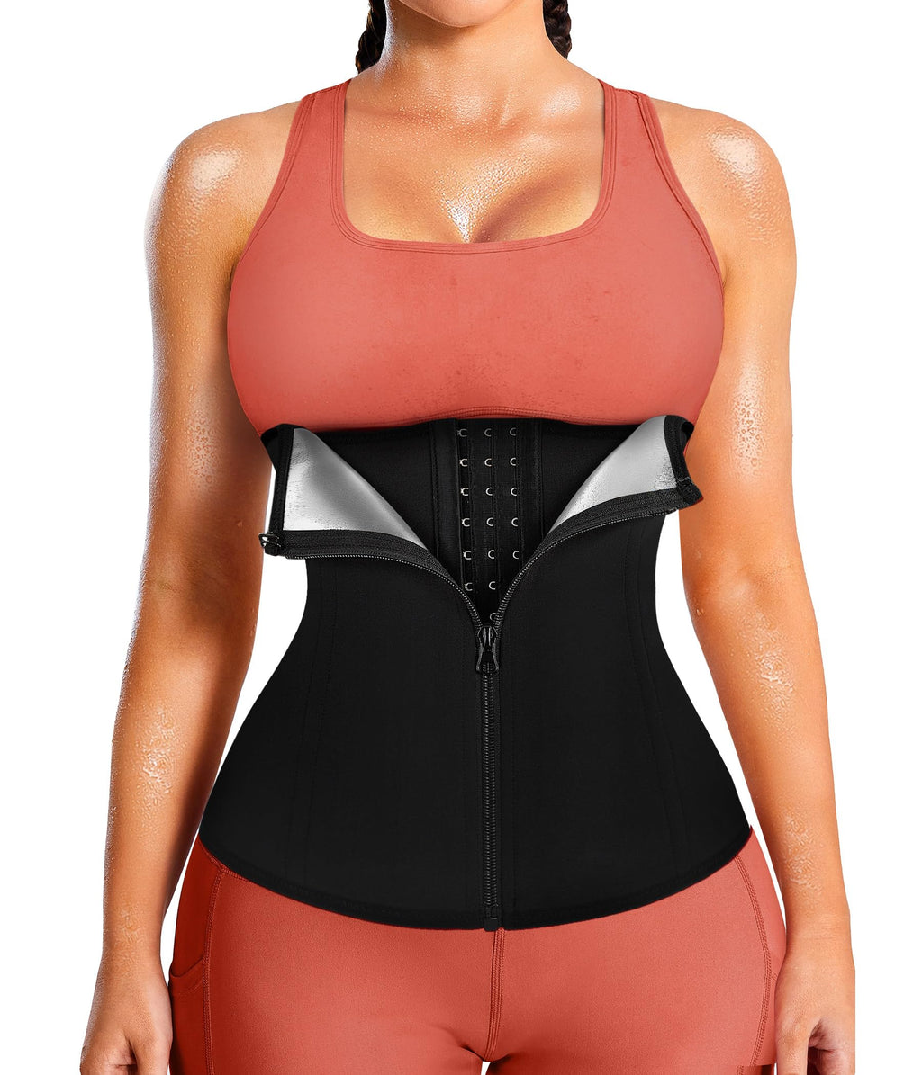 Womens Waist Trainer Corset with Zipper Sweat Waist Trimmer for Women