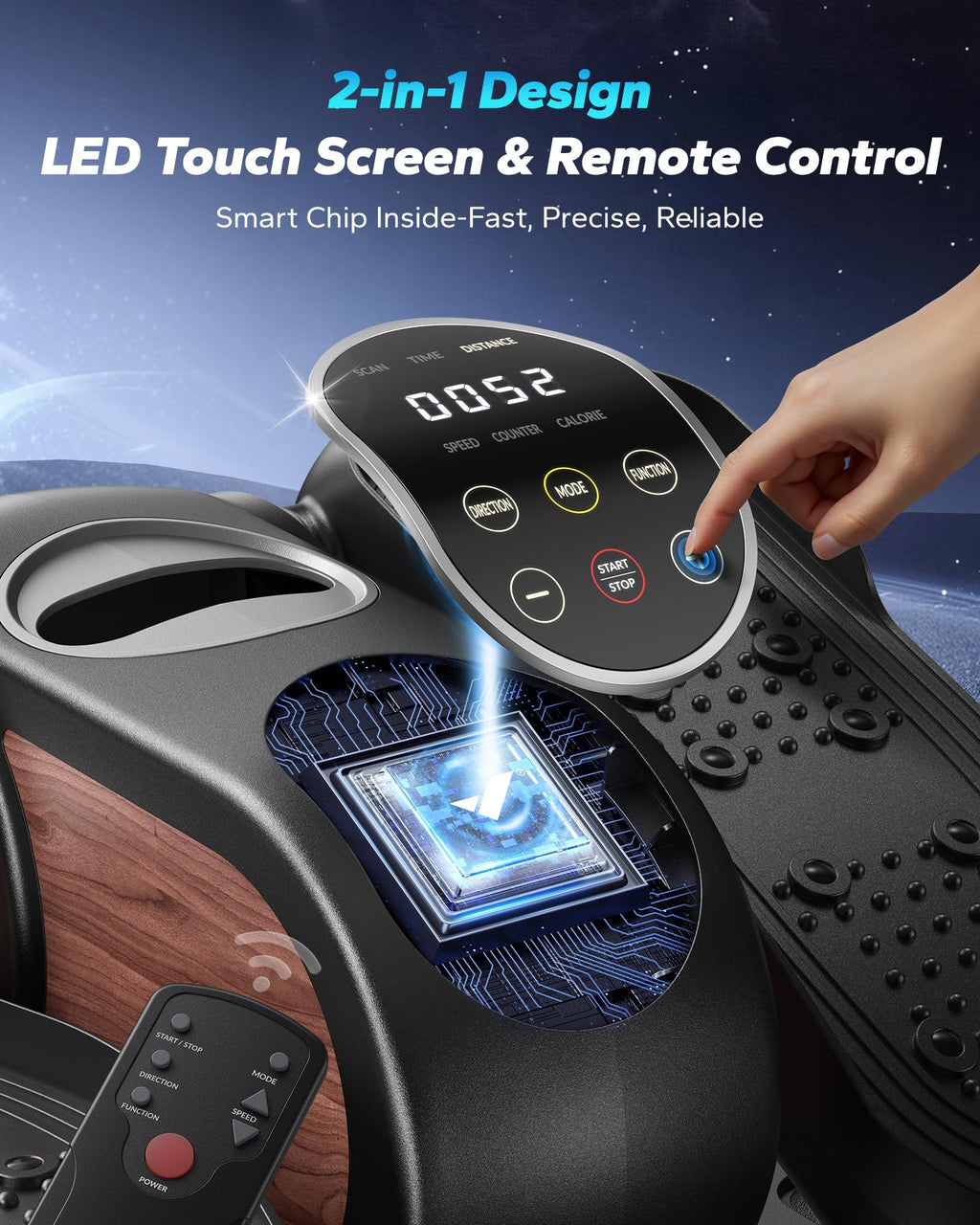 Under Desk Elliptical Machine, Leg Exerciser While Sitting , Quiet Portable Electric Seated Pedal Exerciser Machine for Home Office