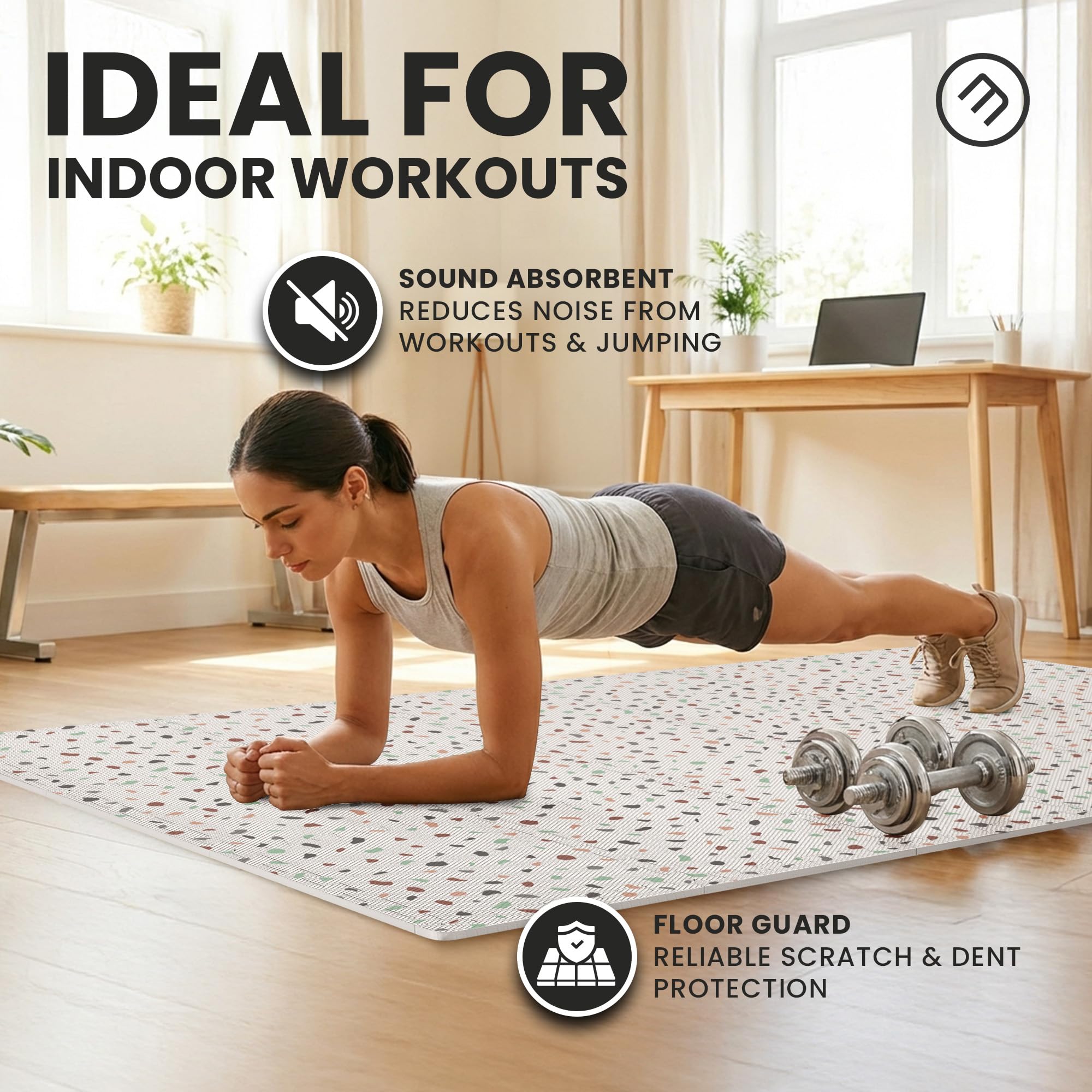 Gym Mats Set - 18 pcs EVA Interlocking Foam Floor Tiles  Protective Gym Flooring