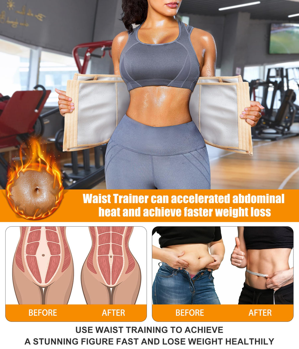 Womens Waist Trainer Corset with Zipper Sweat Waist Trimmer for Women