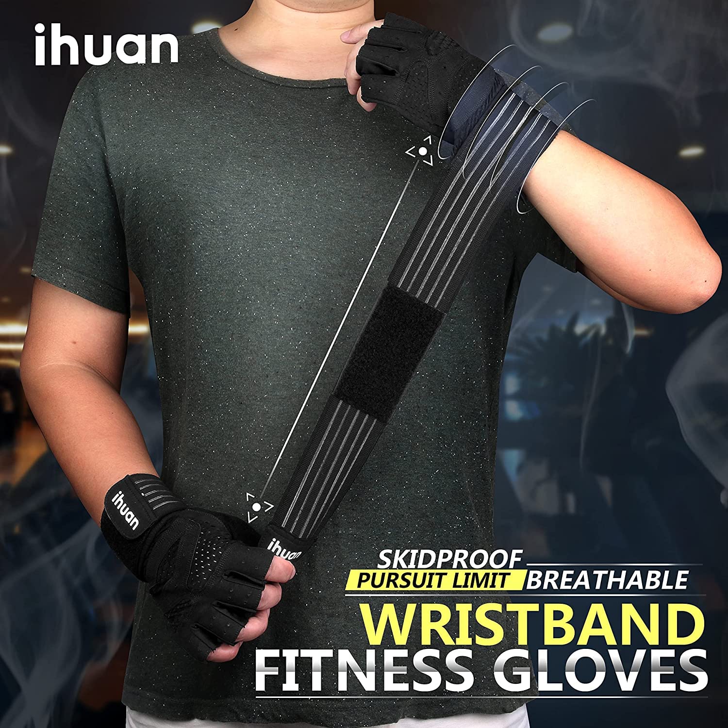 Weight Lifting Gym Workout Gloves with Wrist Wrap Support for Men & Women