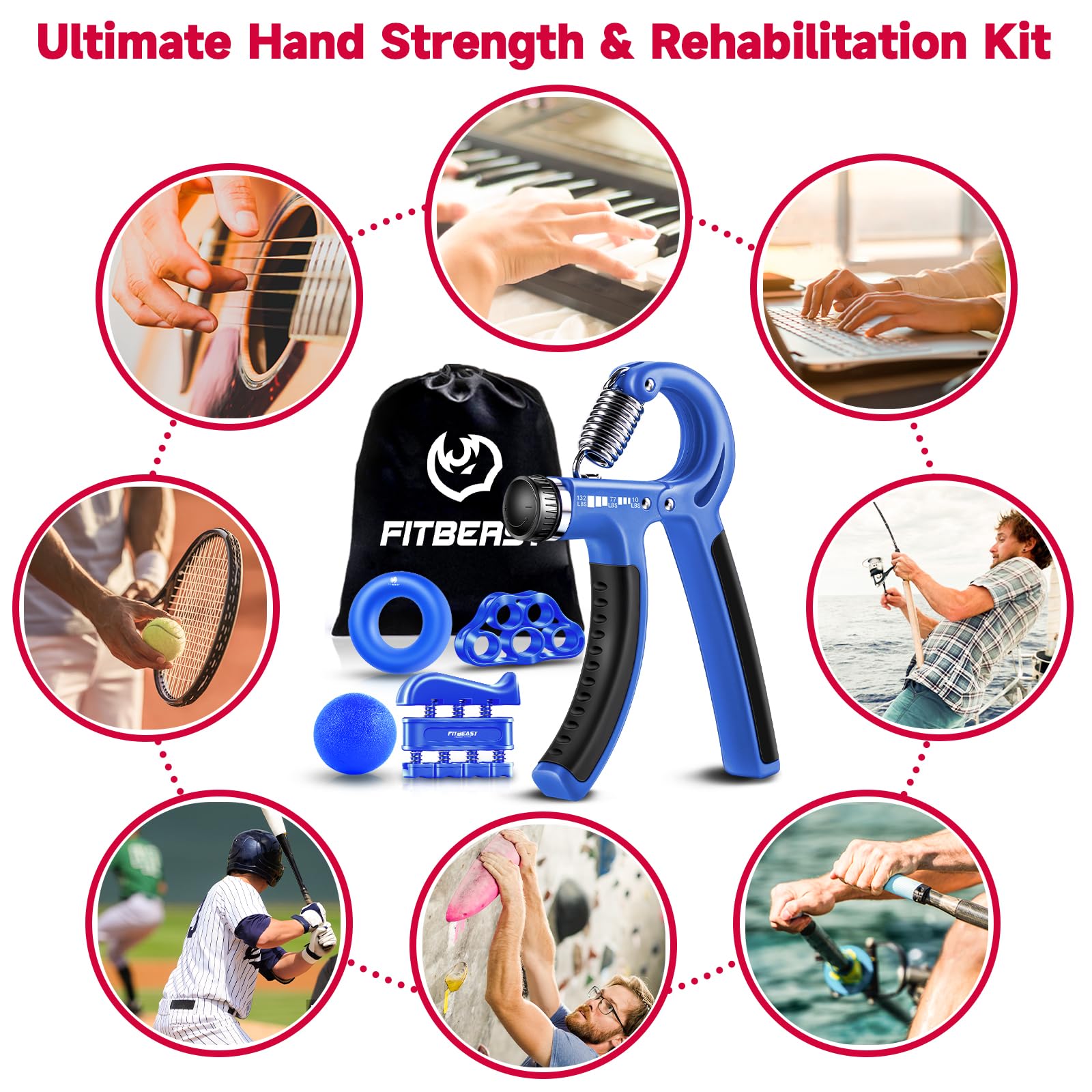Grip Strengthener Forearm Strengthener Hand Grips Strengthener Kit - 5 Pack Adjustable Resistance