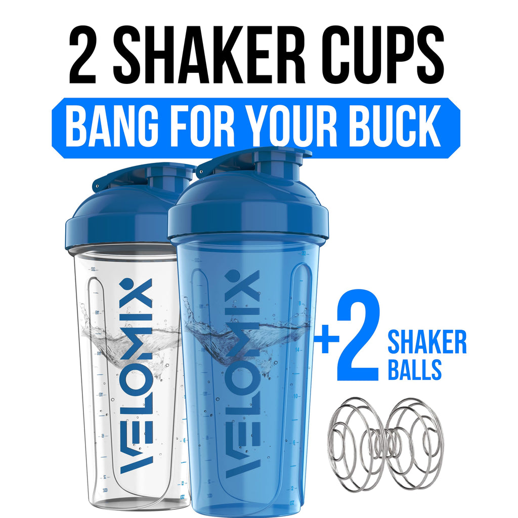 2 Pack- 28 oz Protein Shaker Bottles for Protein Mixes - 2x Wire Whisk | Leak Proof Shaker Cups for Protein Shakes