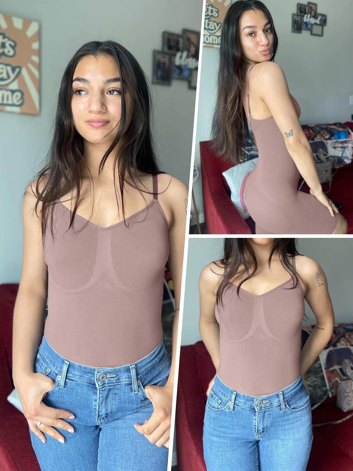 Women Tummy Control Bodysuit Mid Thigh Body Shaper Shorts for a Lifted Look