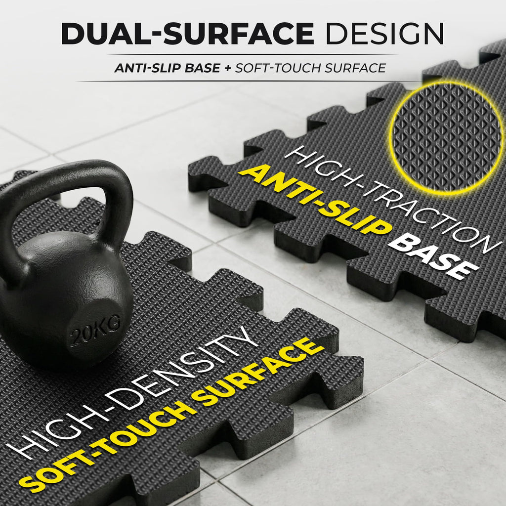 Gym Mats Set - 18 pcs EVA Interlocking Foam Floor Tiles  Protective Gym Flooring