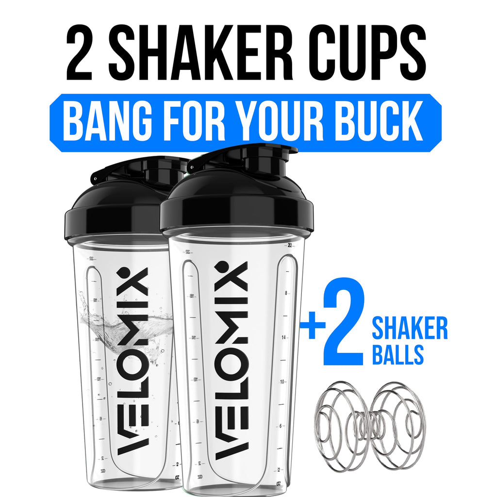 2 Pack- 28 oz Protein Shaker Bottles for Protein Mixes - 2x Wire Whisk | Leak Proof Shaker Cups for Protein Shakes