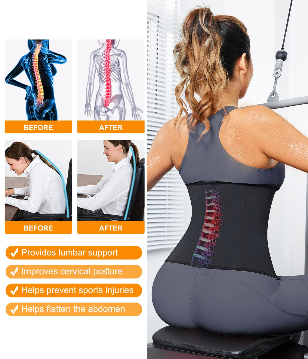 Womens Waist Trainer Corset with Zipper Sweat Waist Trimmer for Women