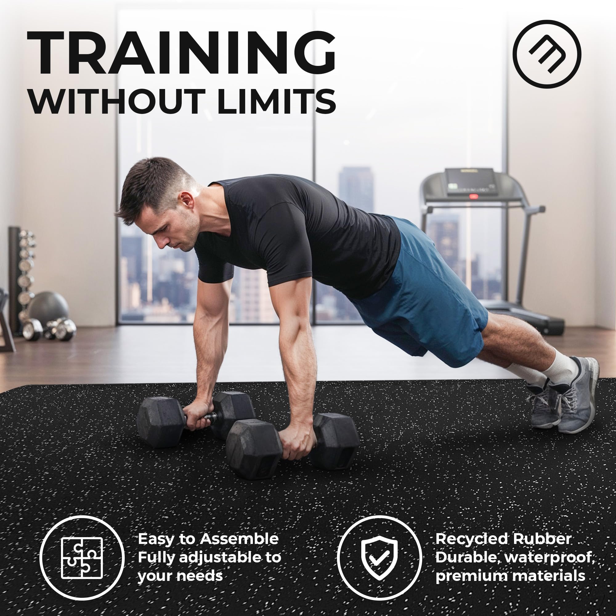 Gym Mats Set - 18 pcs EVA Interlocking Foam Floor Tiles  Protective Gym Flooring