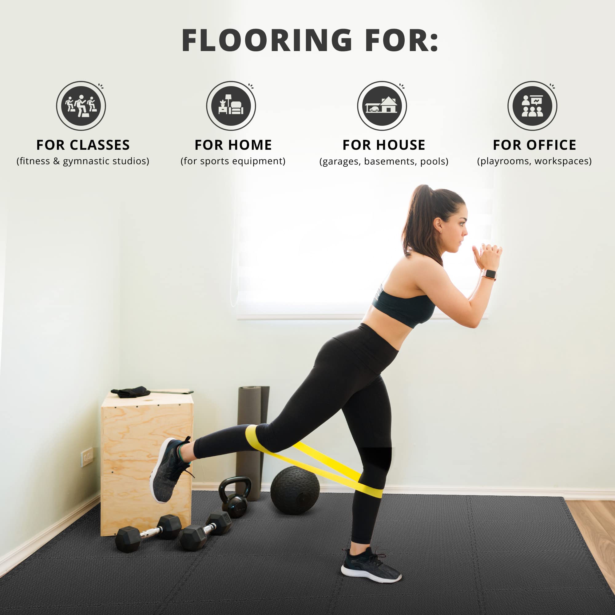 Gym Mats Set - 18 pcs EVA Interlocking Foam Floor Tiles  Protective Gym Flooring