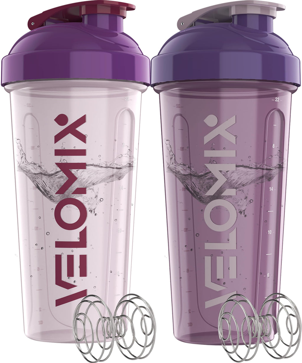 2 Pack- 28 oz Protein Shaker Bottles for Protein Mixes - 2x Wire Whisk | Leak Proof Shaker Cups for Protein Shakes