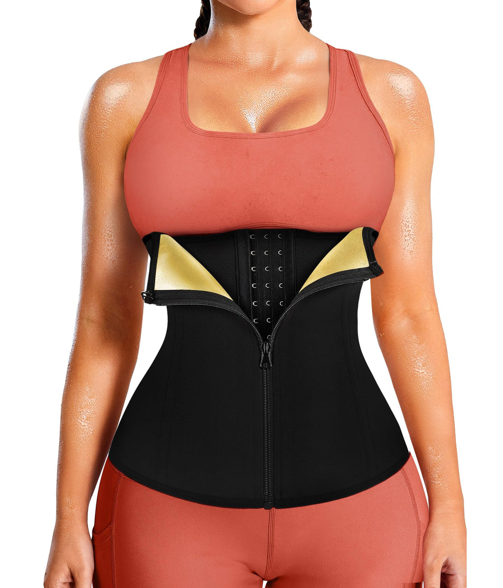 Womens Waist Trainer Corset with Zipper Sweat Waist Trimmer for Women
