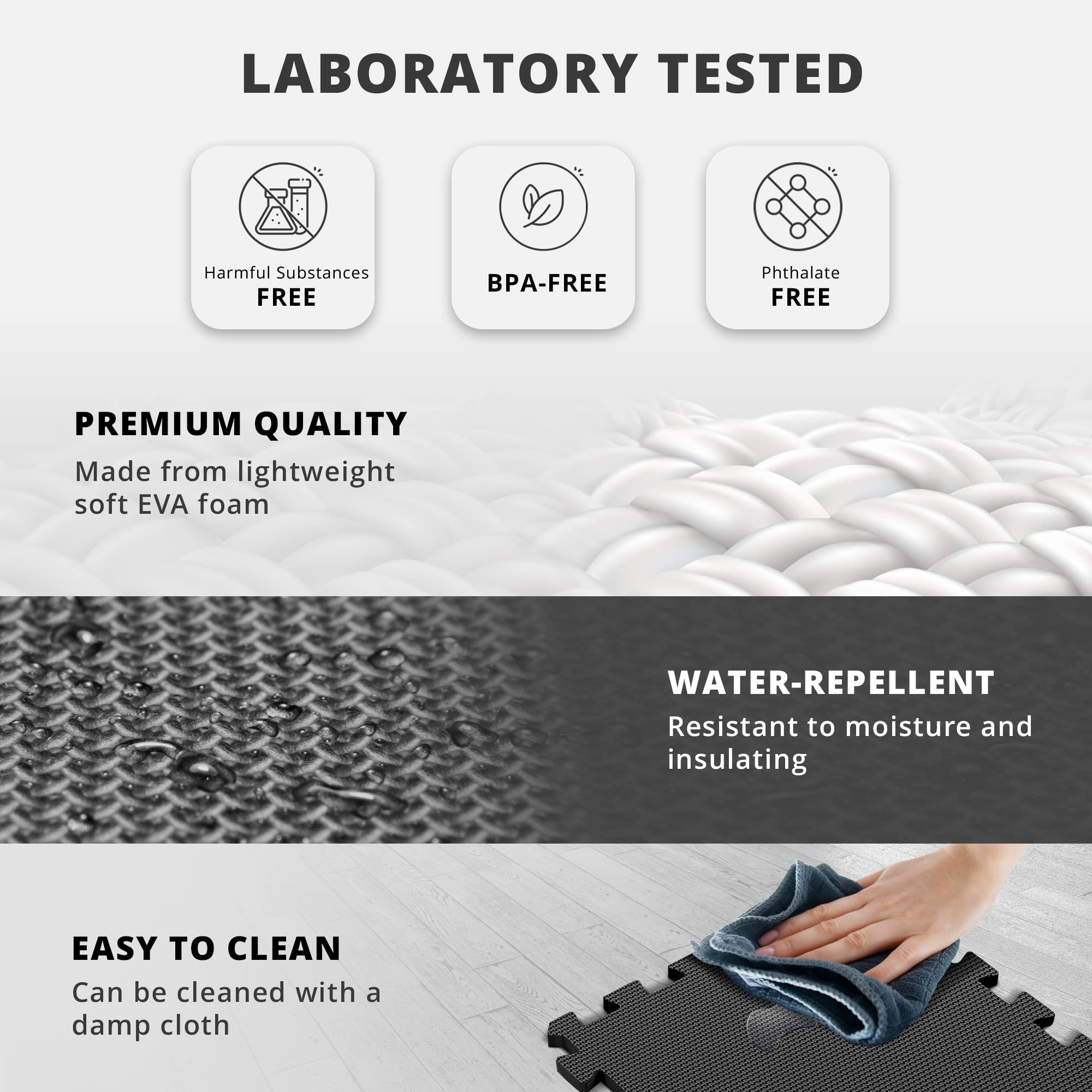 Gym Mats Set - 18 pcs EVA Interlocking Foam Floor Tiles  Protective Gym Flooring