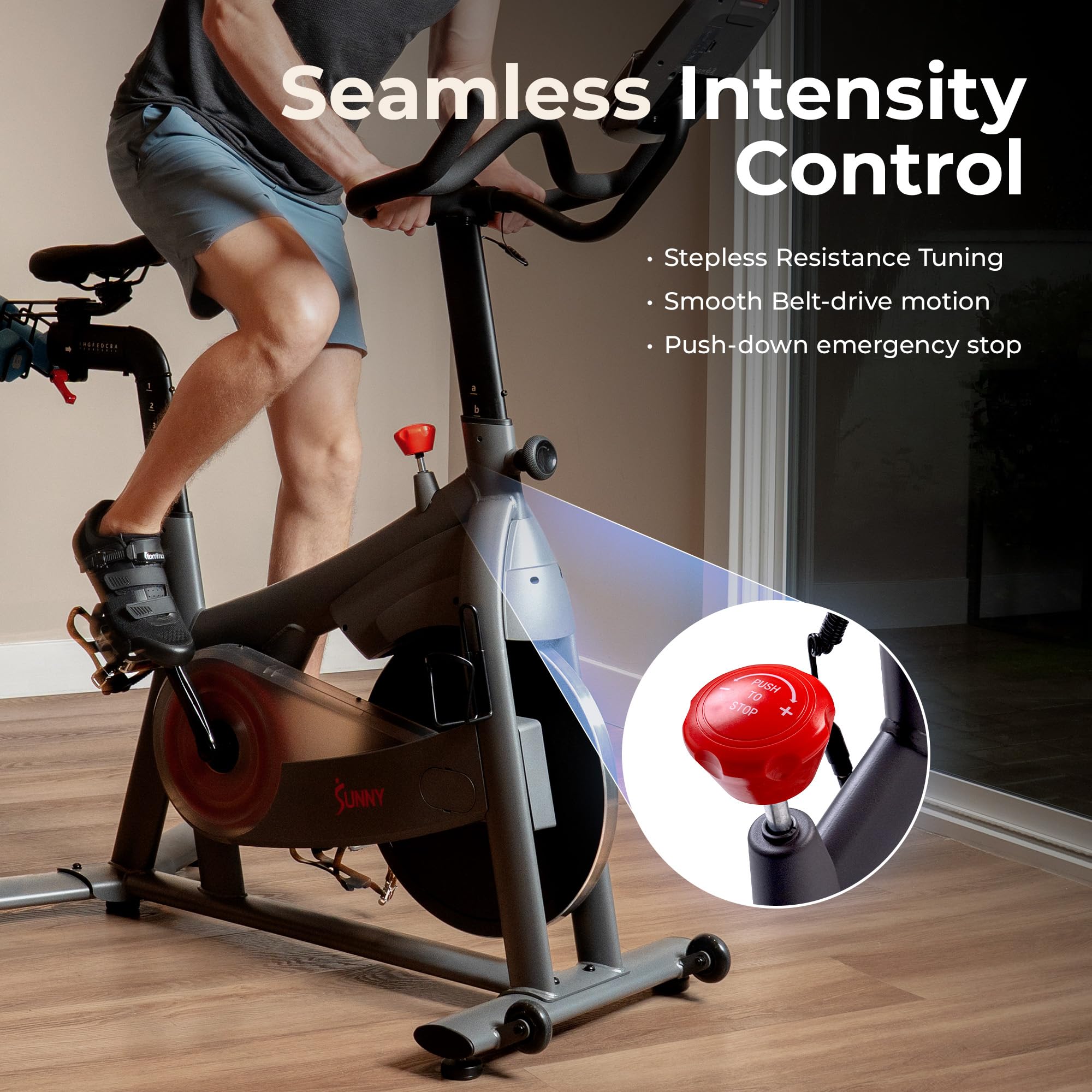 Fitness Smart Magnetic Indoor Cycling Bike, Stationary Exercise Cardio Equipment, Free SunnyFit Training App