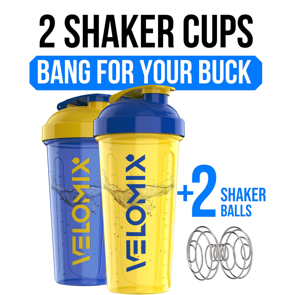 2 Pack- 28 oz Protein Shaker Bottles for Protein Mixes - 2x Wire Whisk | Leak Proof Shaker Cups for Protein Shakes