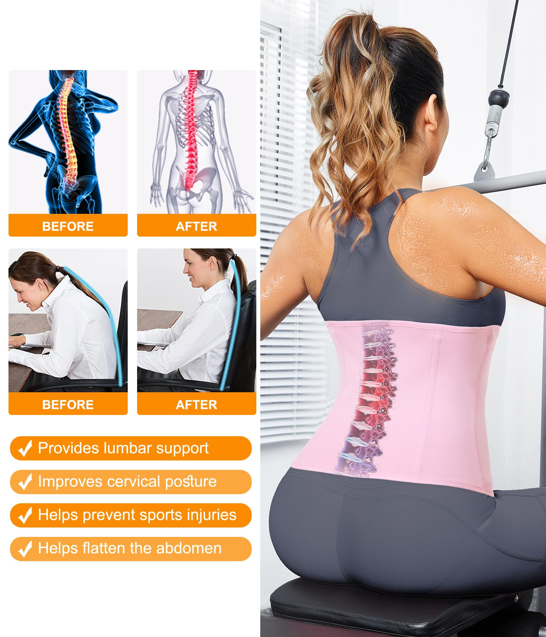 Womens Waist Trainer Corset with Zipper Sweat Waist Trimmer for Women