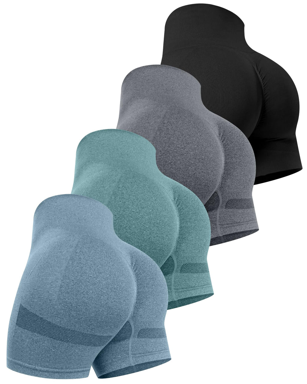 Workout Shorts Sets for Women, High Waisted Gym Butt Lifting Scrunch Butt Seamless Shorts