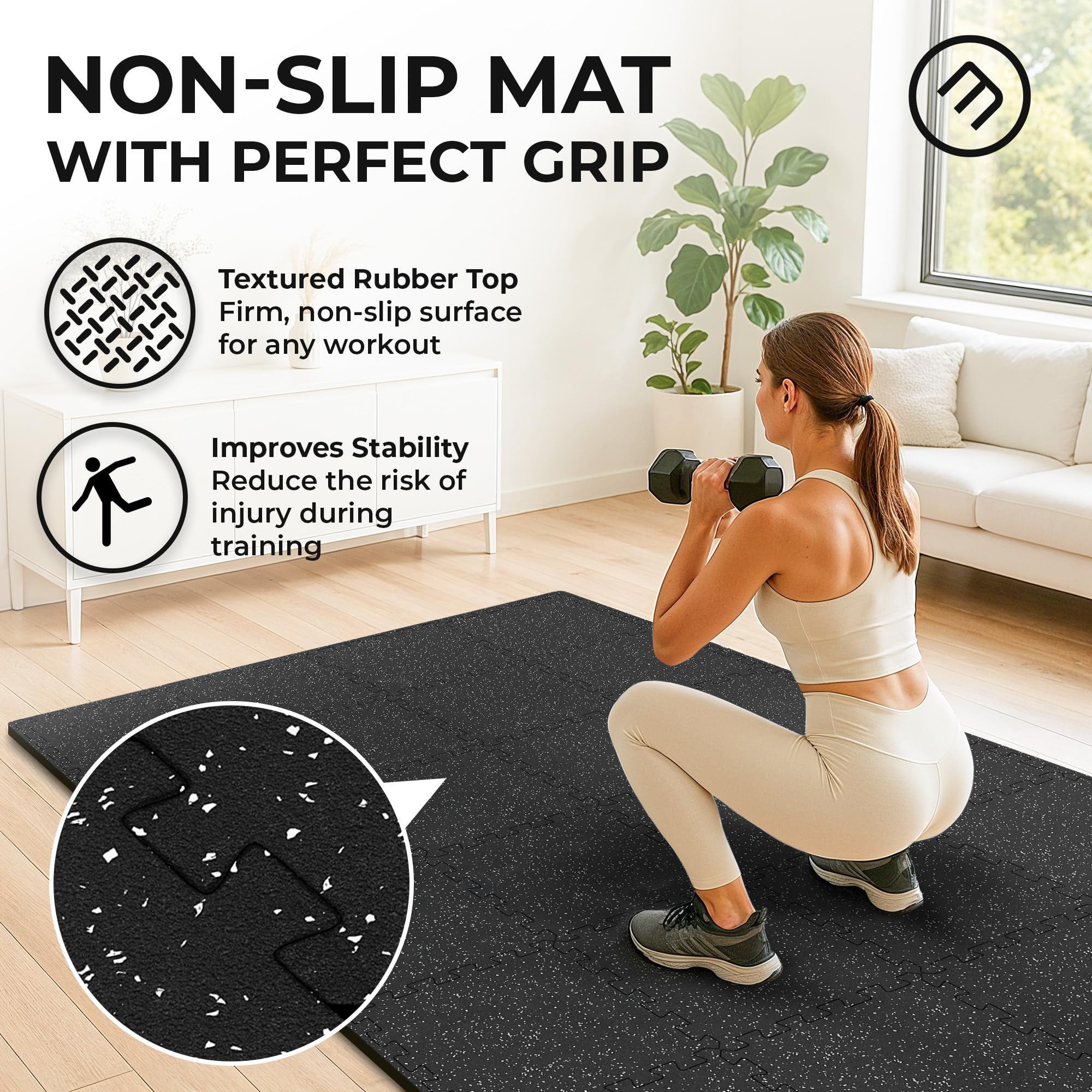 Gym Mats Set - 18 pcs EVA Interlocking Foam Floor Tiles  Protective Gym Flooring