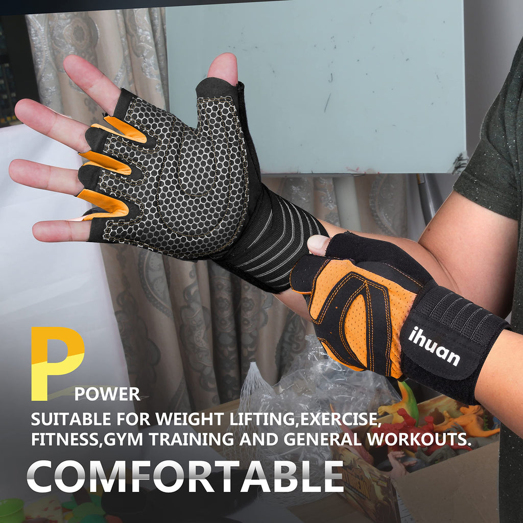 Weight Lifting Gym Workout Gloves with Wrist Wrap Support for Men & Women