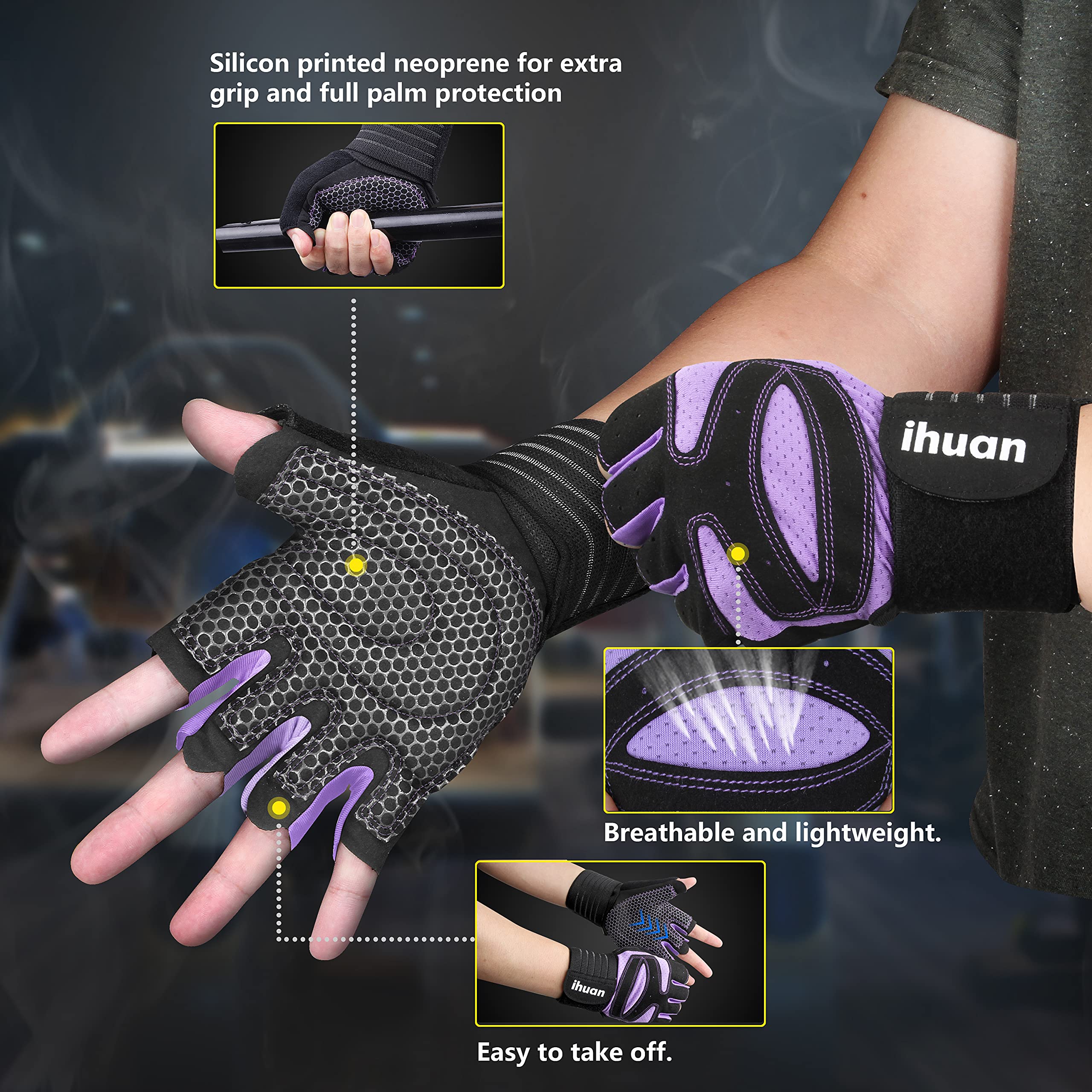 Weight Lifting Gym Workout Gloves with Wrist Wrap Support for Men & Women