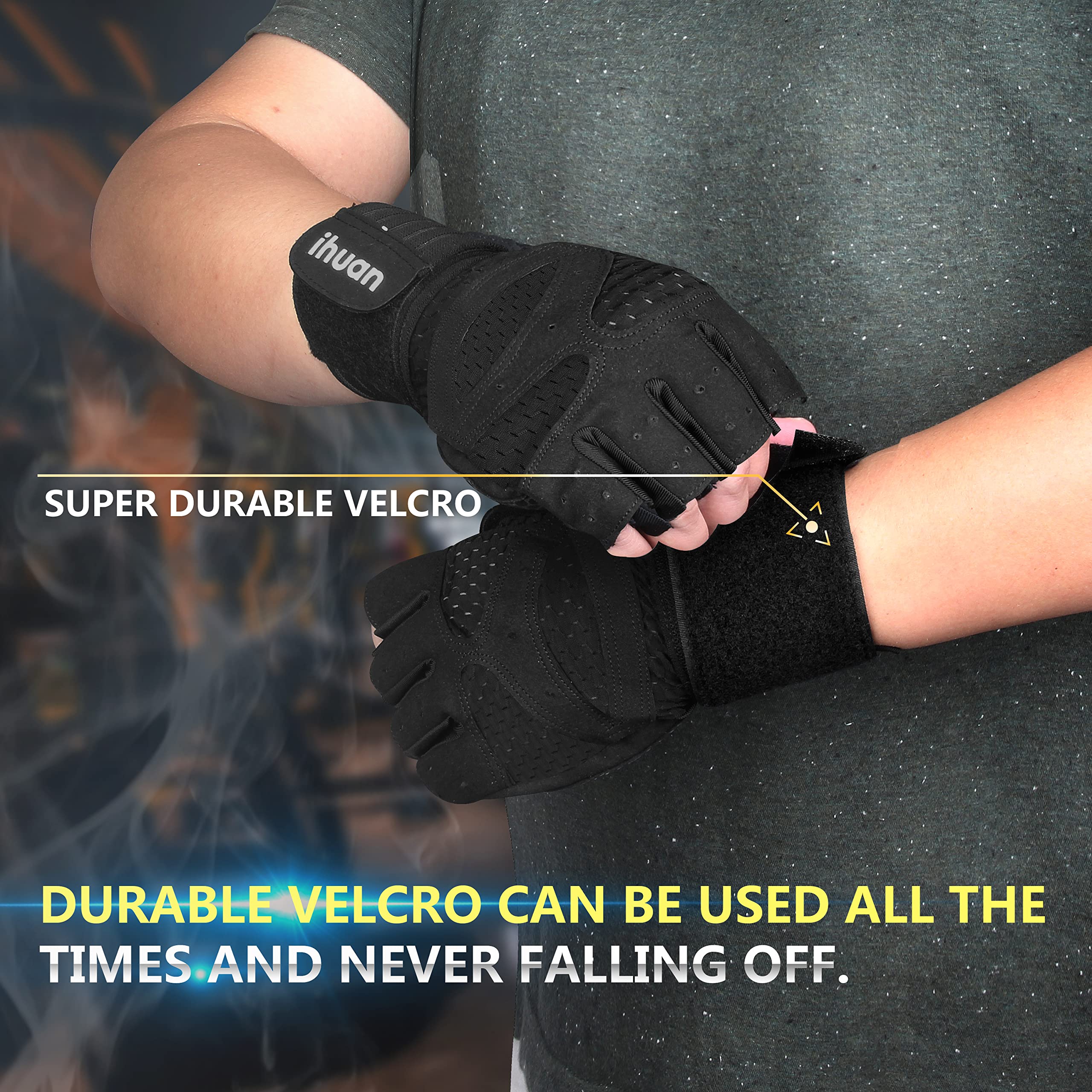 Weight Lifting Gym Workout Gloves with Wrist Wrap Support for Men & Women