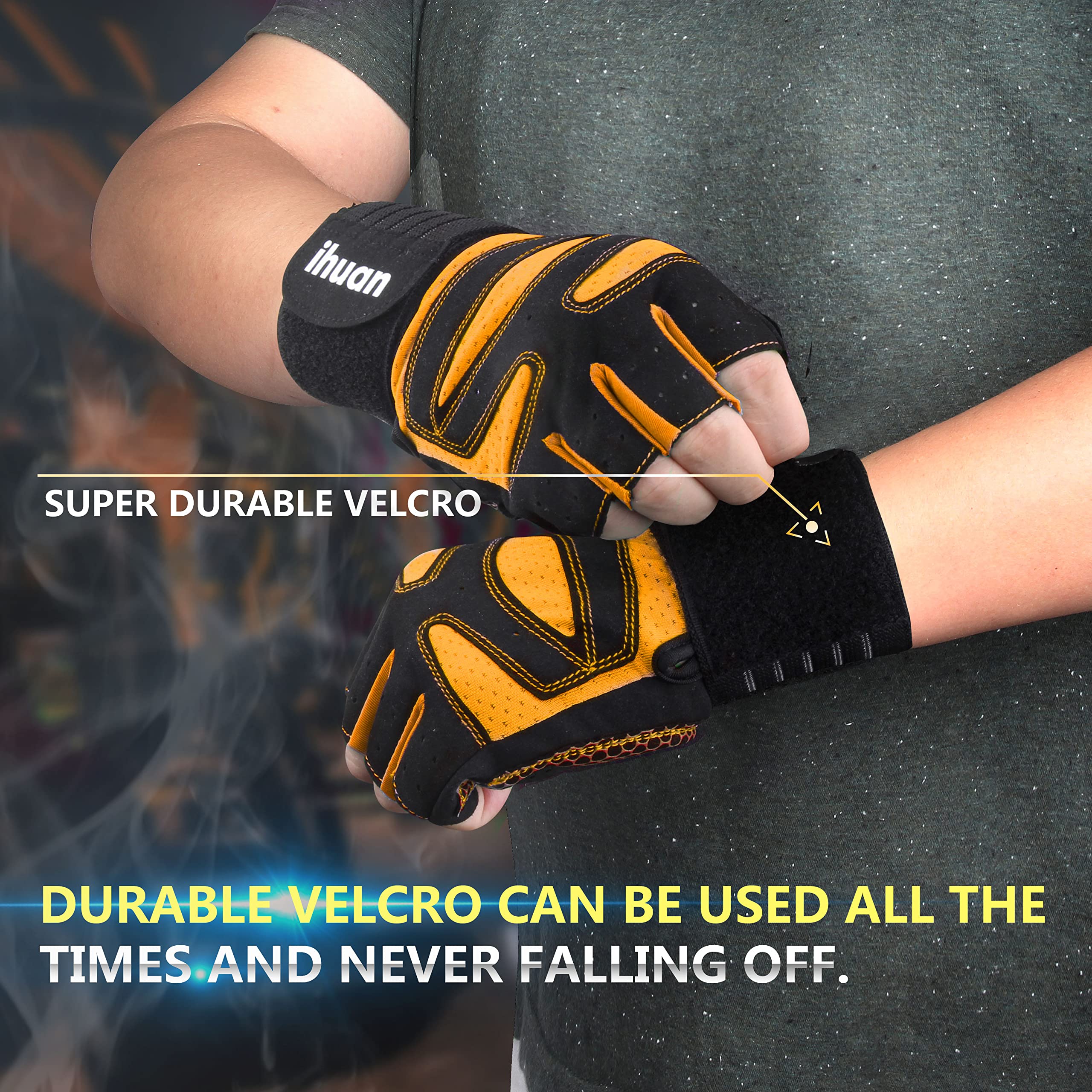 Weight Lifting Gym Workout Gloves with Wrist Wrap Support for Men & Women