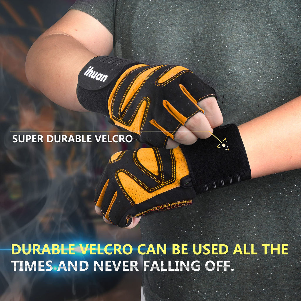 Weight Lifting Gym Workout Gloves with Wrist Wrap Support for Men & Women