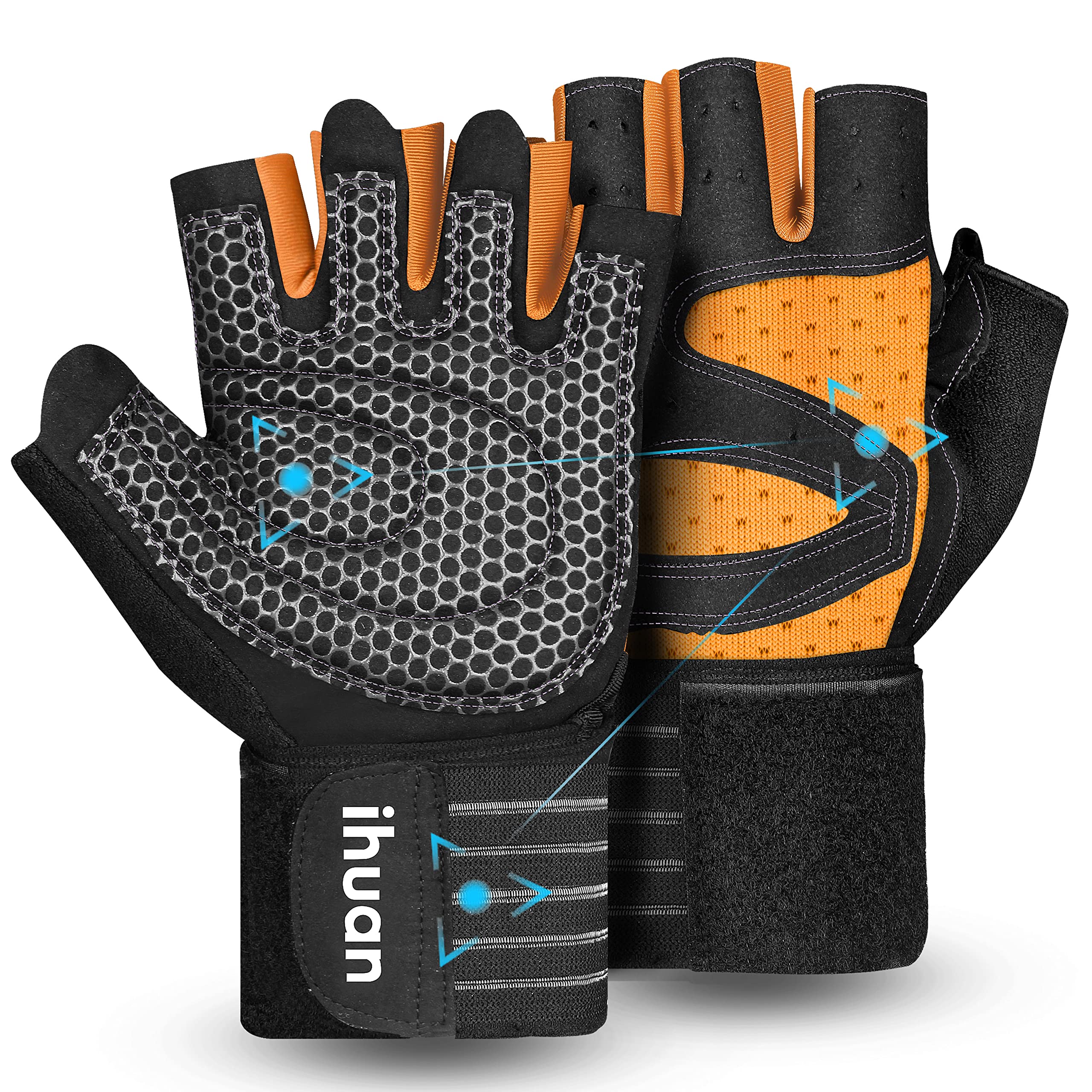 Weight Lifting Gym Workout Gloves with Wrist Wrap Support for Men & Women