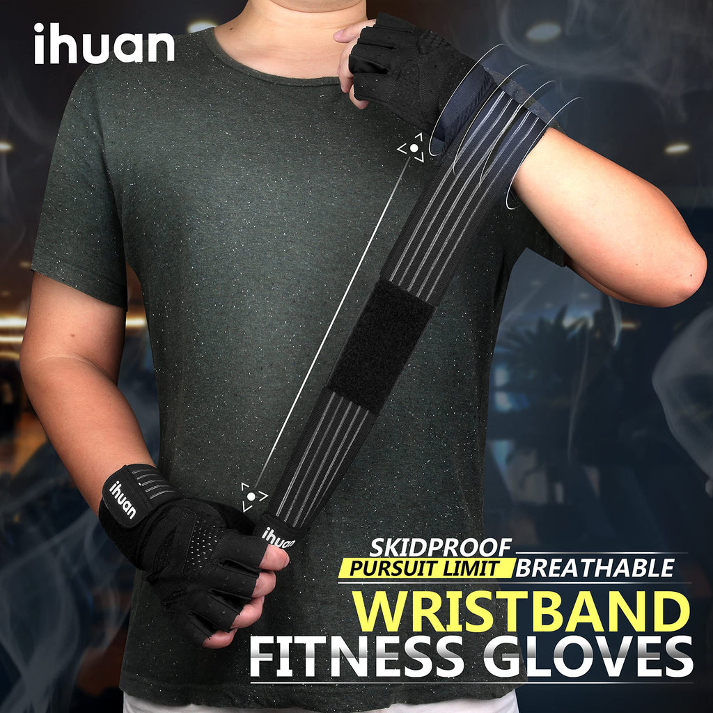 Weight Lifting Gym Workout Gloves with Wrist Wrap Support for Men & Women