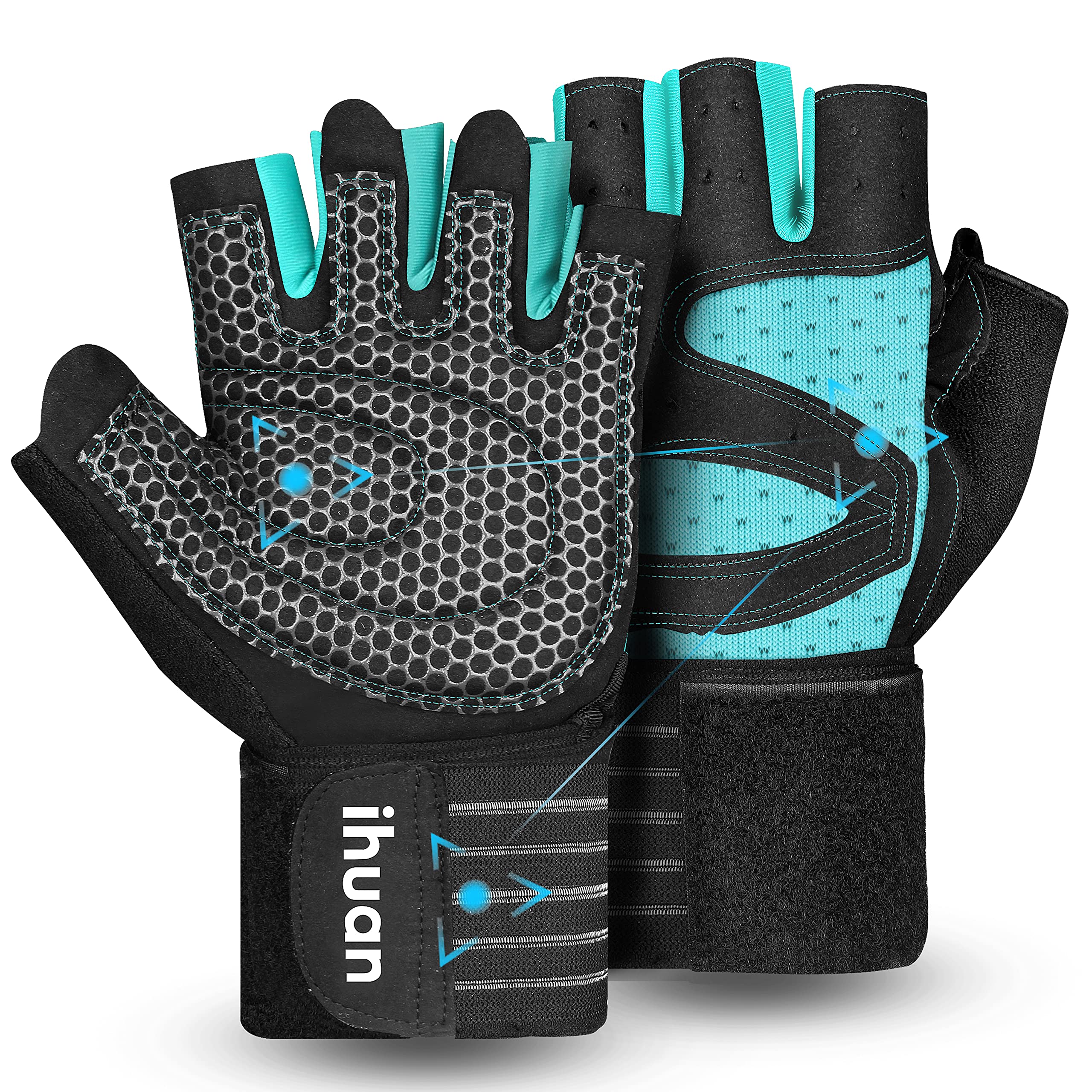 Weight Lifting Gym Workout Gloves with Wrist Wrap Support for Men & Women