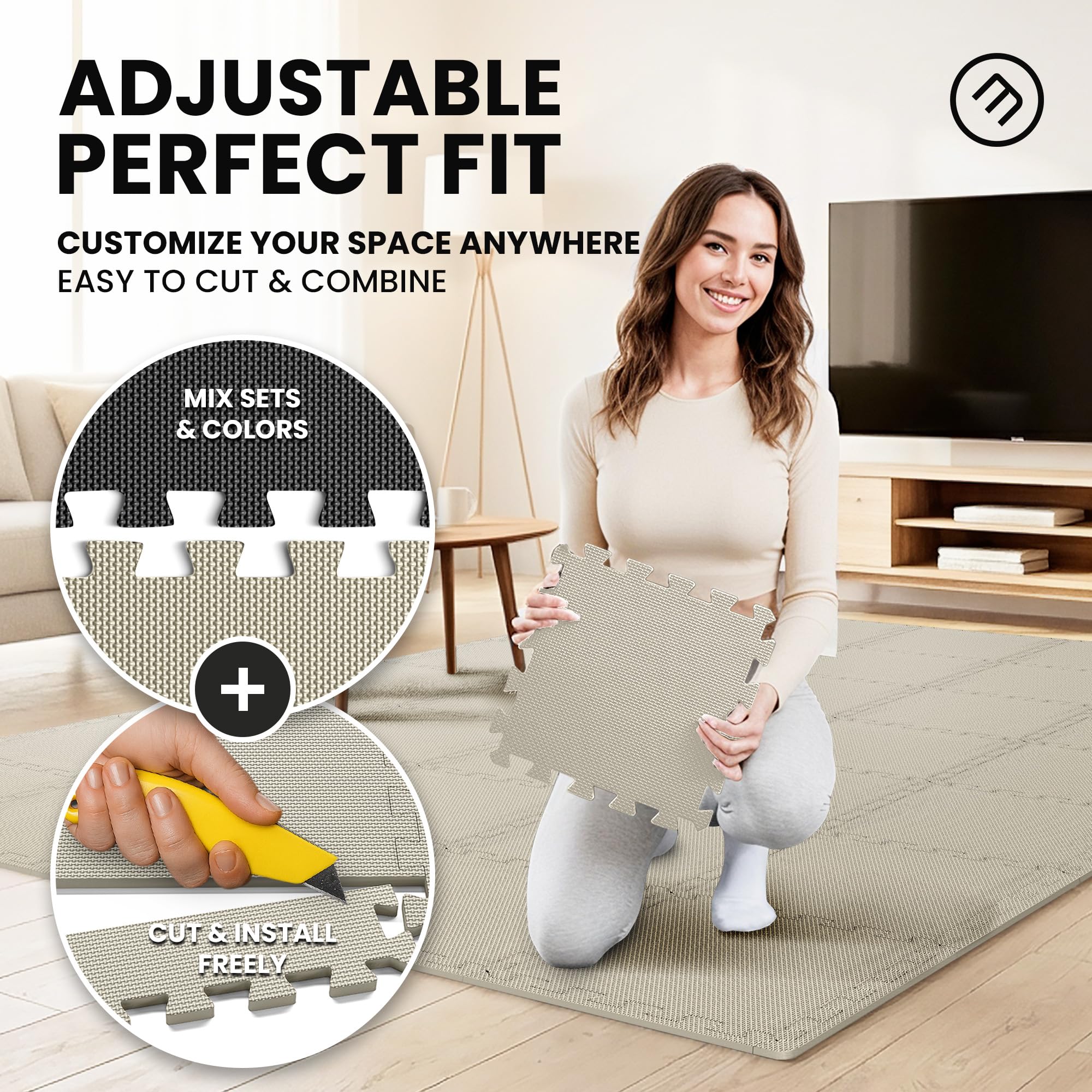 Gym Mats Set - 18 pcs EVA Interlocking Foam Floor Tiles  Protective Gym Flooring