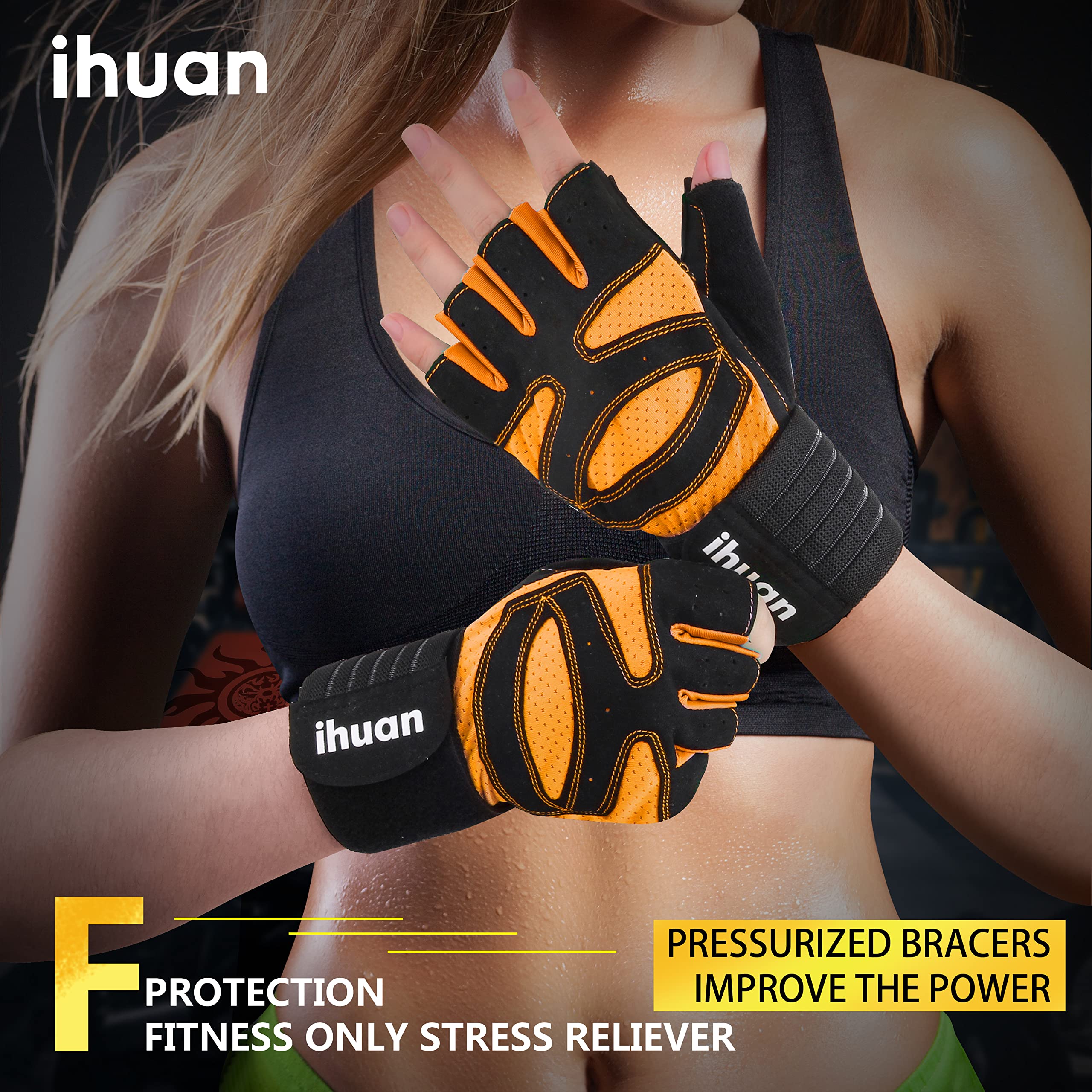Weight Lifting Gym Workout Gloves with Wrist Wrap Support for Men & Women