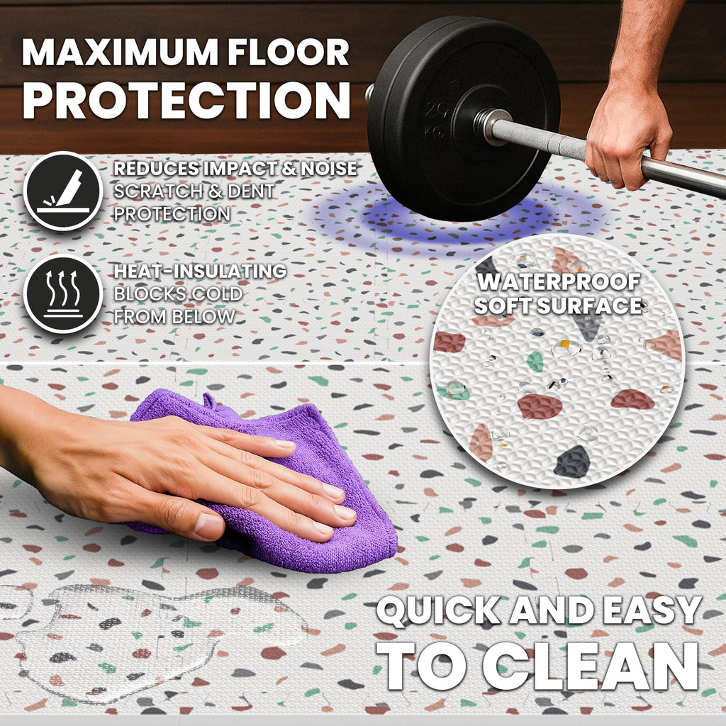 Gym Mats Set - 18 pcs EVA Interlocking Foam Floor Tiles  Protective Gym Flooring
