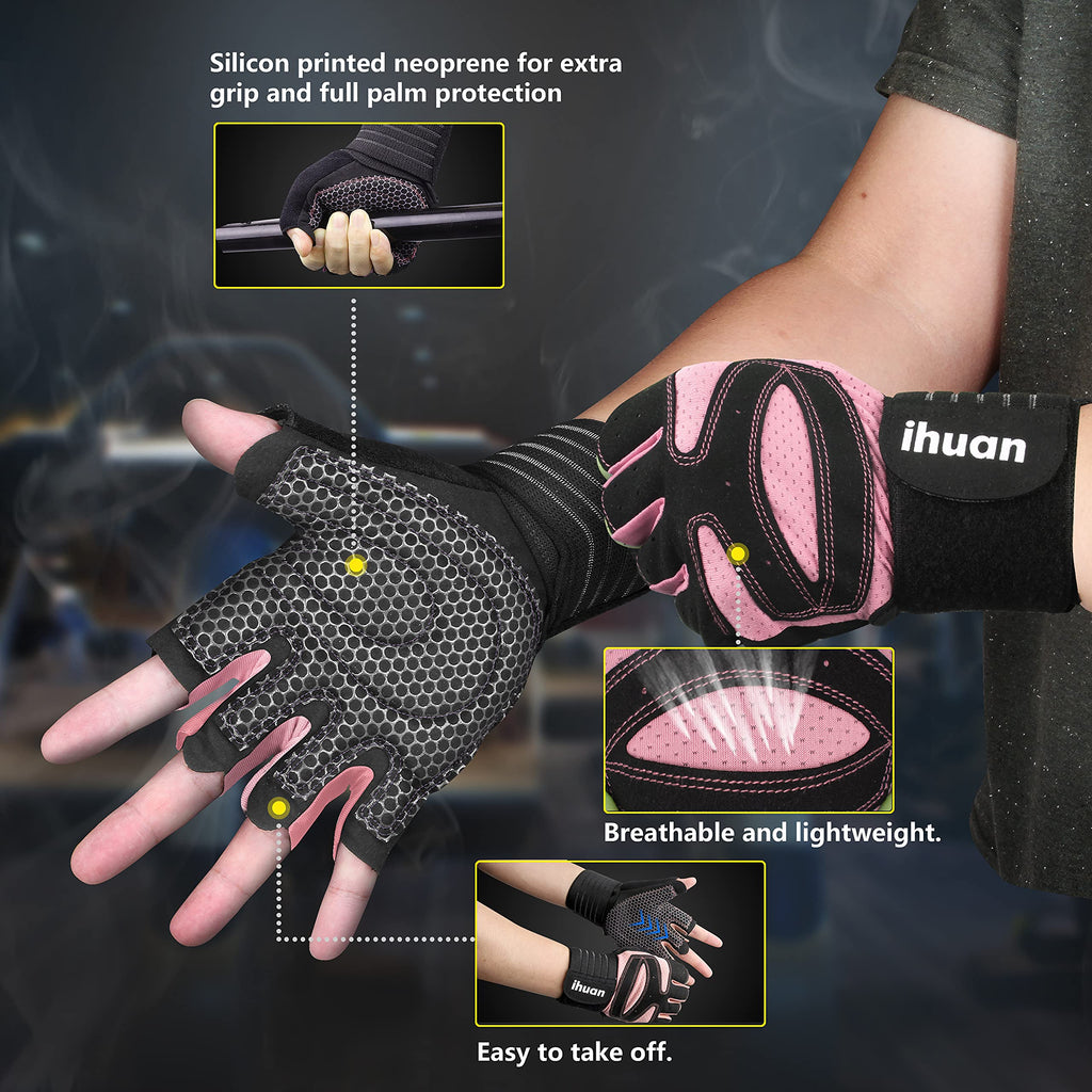 Weight Lifting Gym Workout Gloves with Wrist Wrap Support for Men & Women