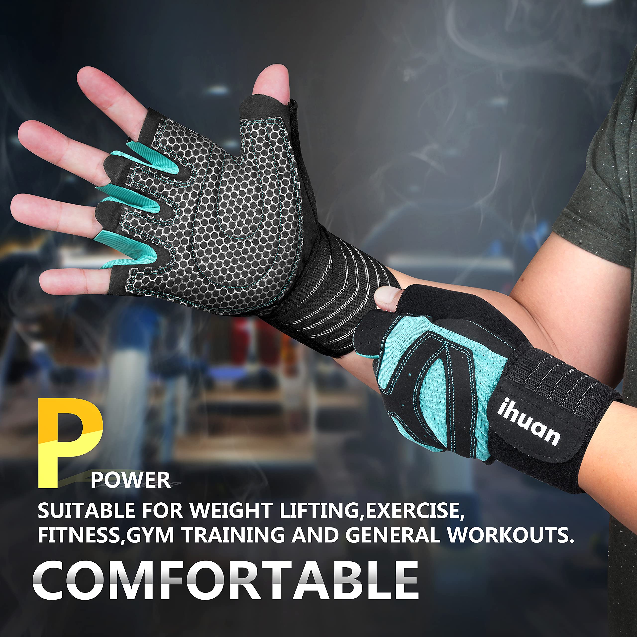 Weight Lifting Gym Workout Gloves with Wrist Wrap Support for Men & Women