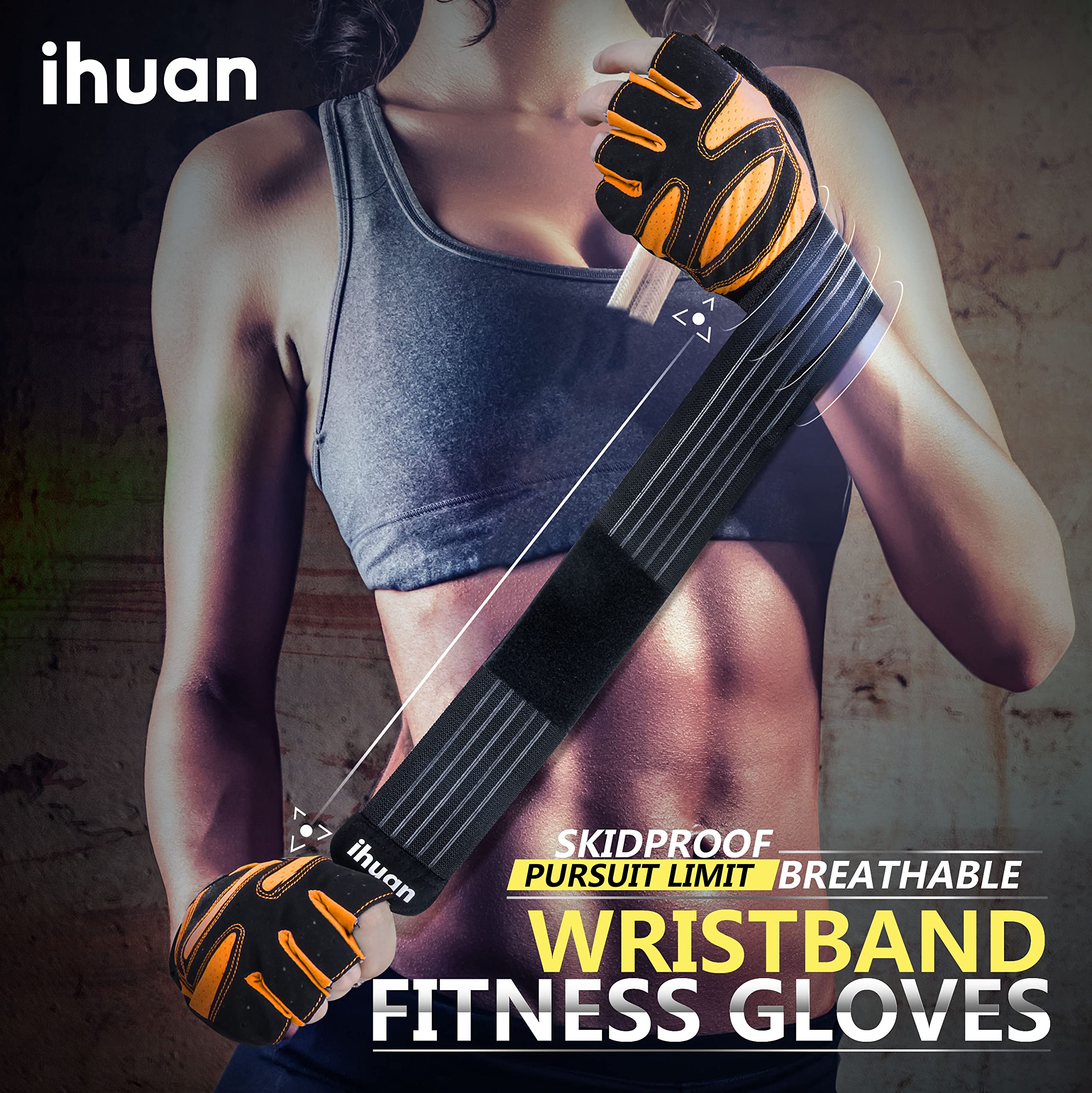 Weight Lifting Gym Workout Gloves with Wrist Wrap Support for Men & Women