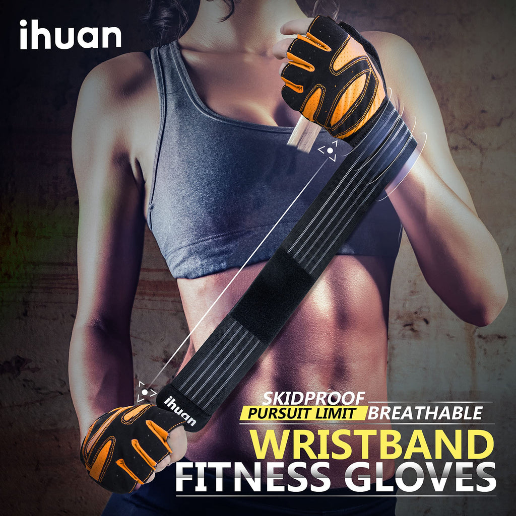 Weight Lifting Gym Workout Gloves with Wrist Wrap Support for Men & Women