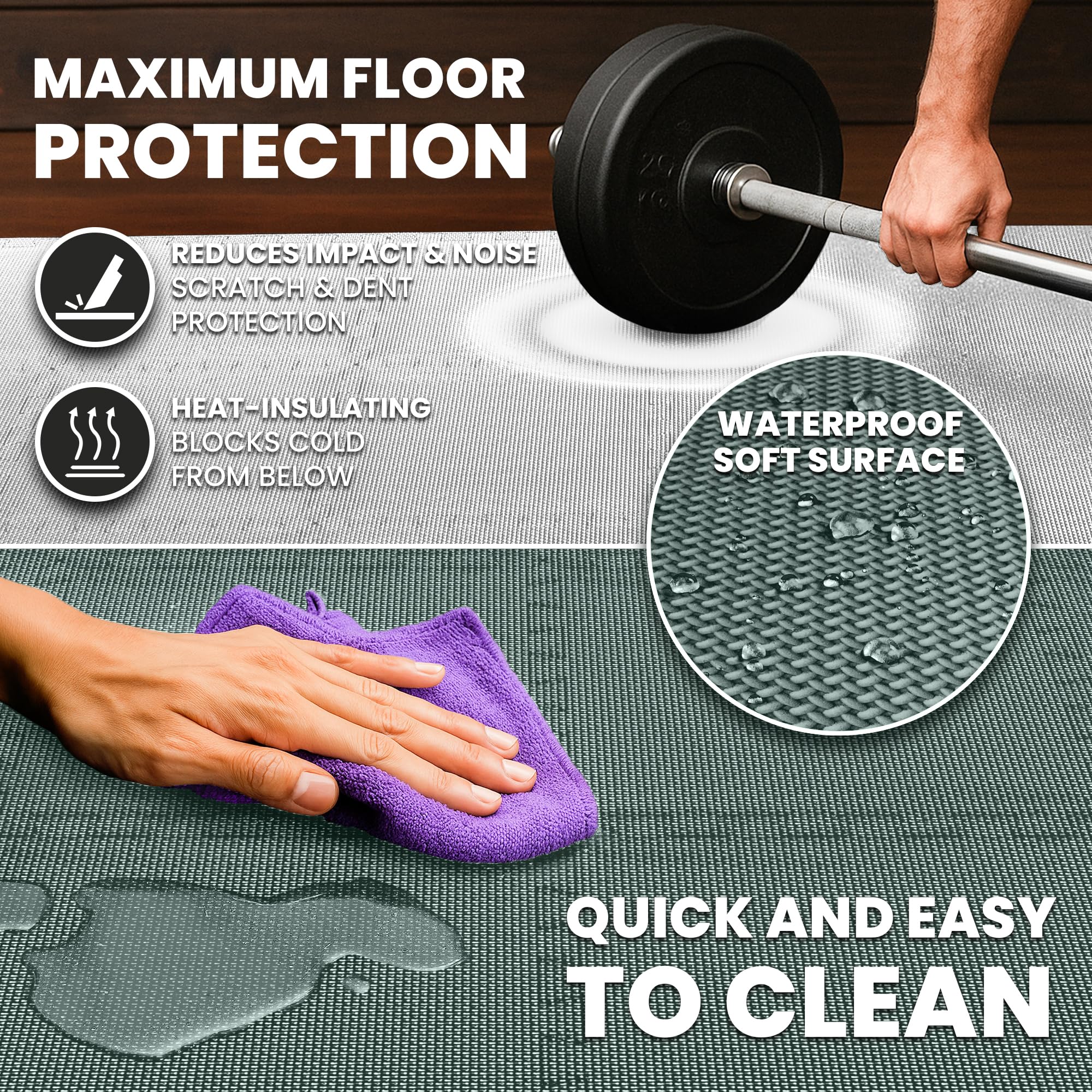 Gym Mats Set - 18 pcs EVA Interlocking Foam Floor Tiles  Protective Gym Flooring