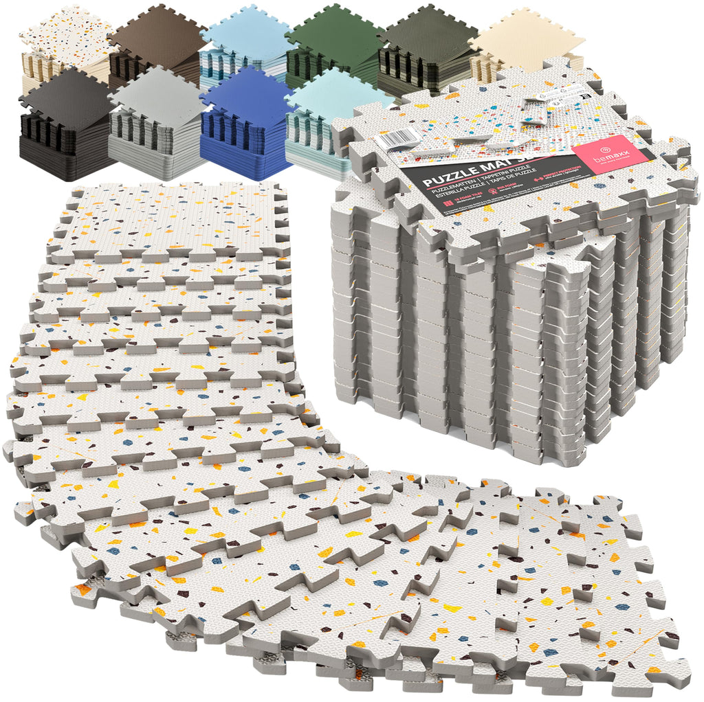 Gym Mats Set - 18 pcs EVA Interlocking Foam Floor Tiles  Protective Gym Flooring