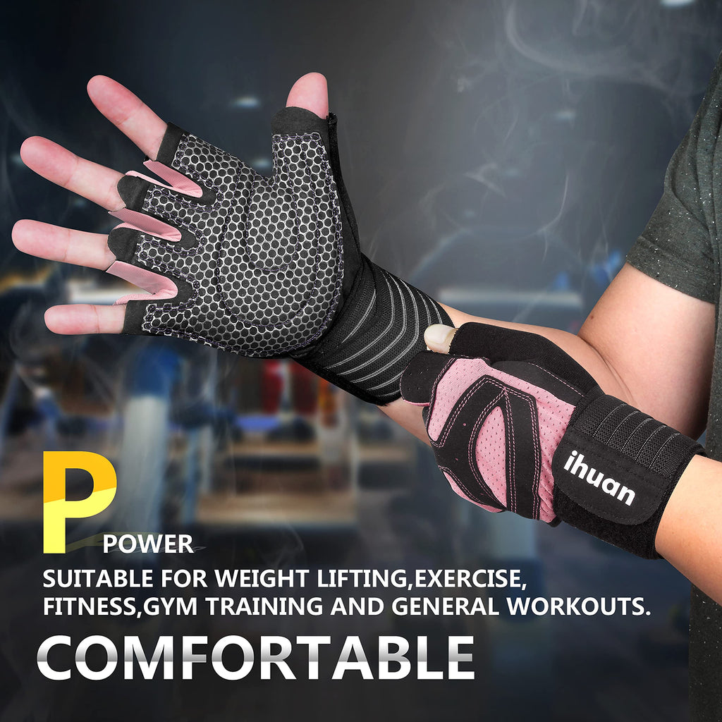 Weight Lifting Gym Workout Gloves with Wrist Wrap Support for Men & Women