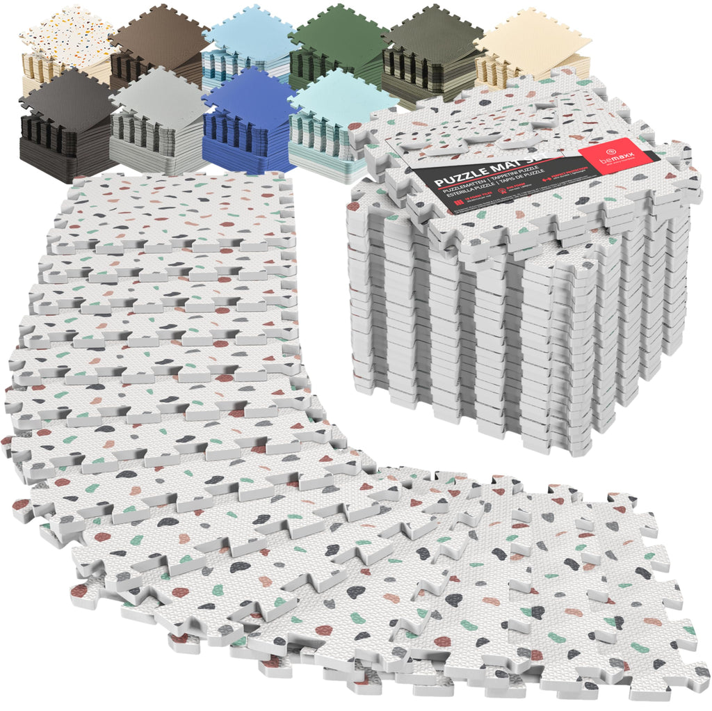 Gym Mats Set - 18 pcs EVA Interlocking Foam Floor Tiles  Protective Gym Flooring