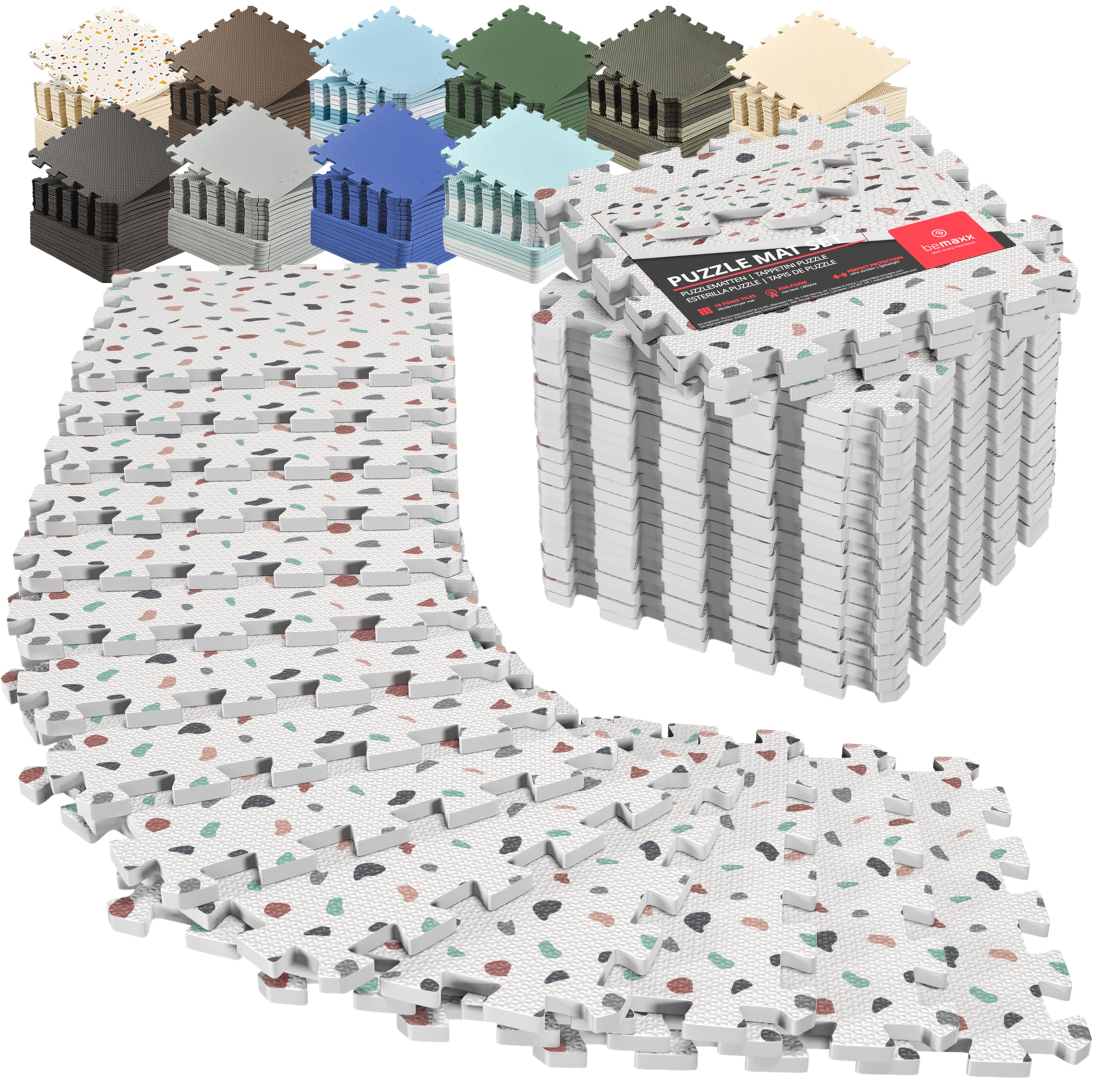 Gym Mats Set - 18 pcs EVA Interlocking Foam Floor Tiles  Protective Gym Flooring
