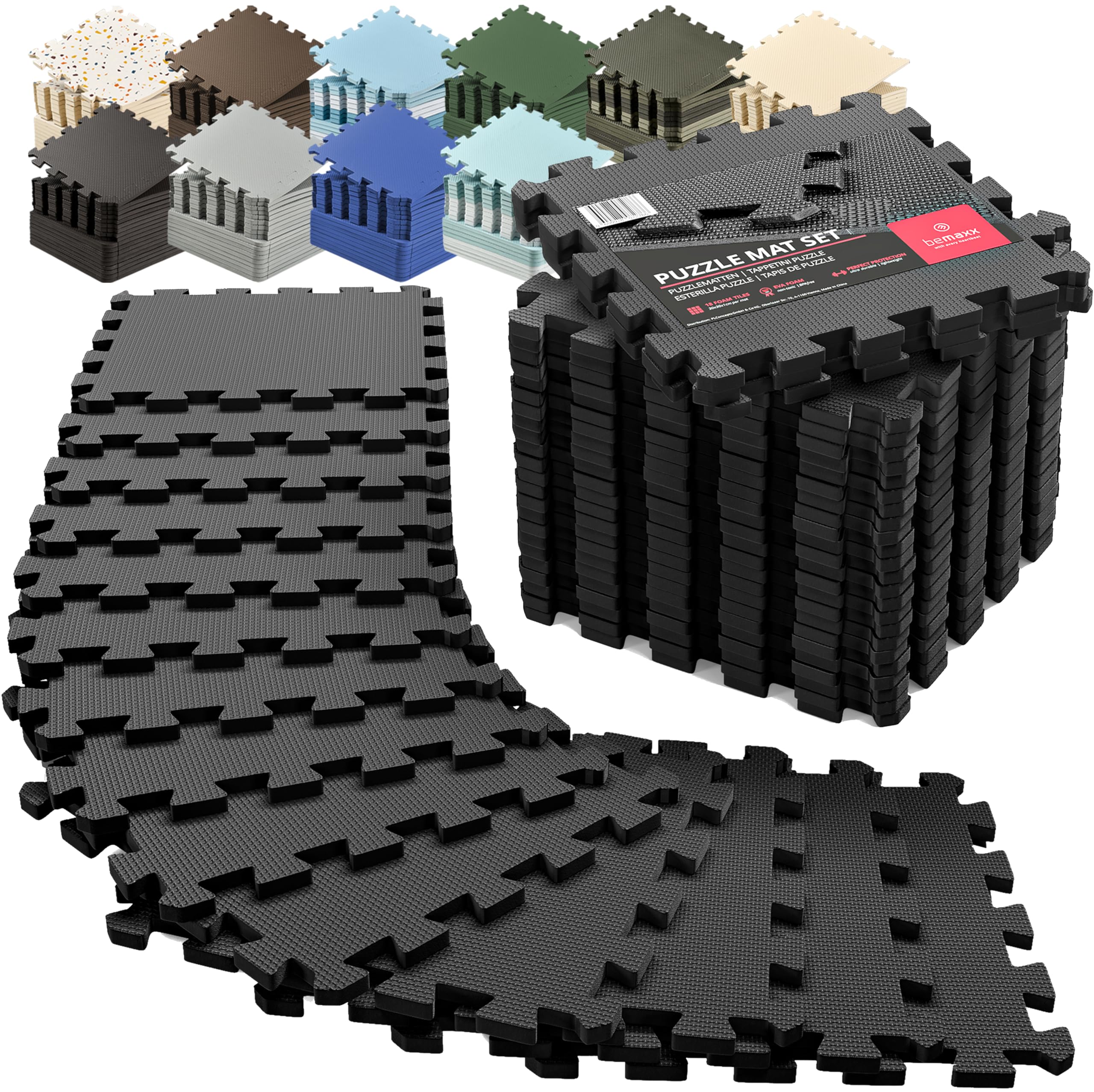Gym Mats Set - 18 pcs EVA Interlocking Foam Floor Tiles  Protective Gym Flooring